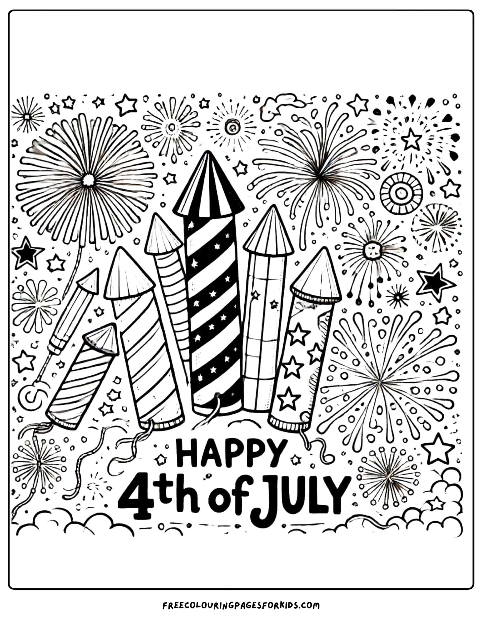 4th of july fireworks coloring page