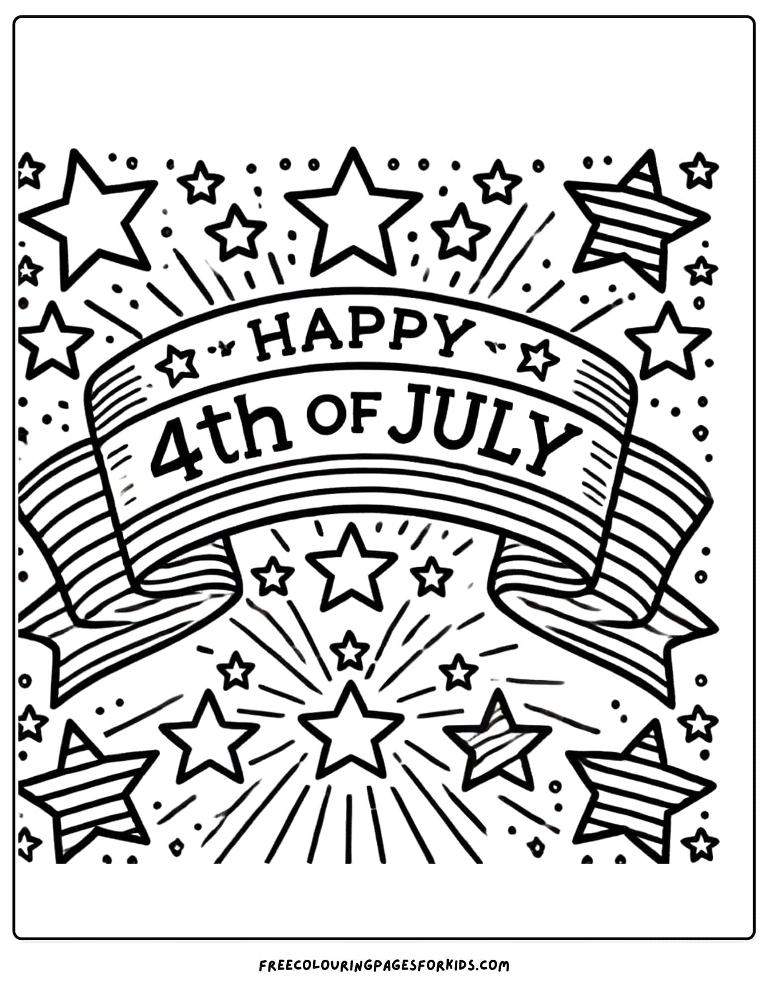 4th of july banner coloring page