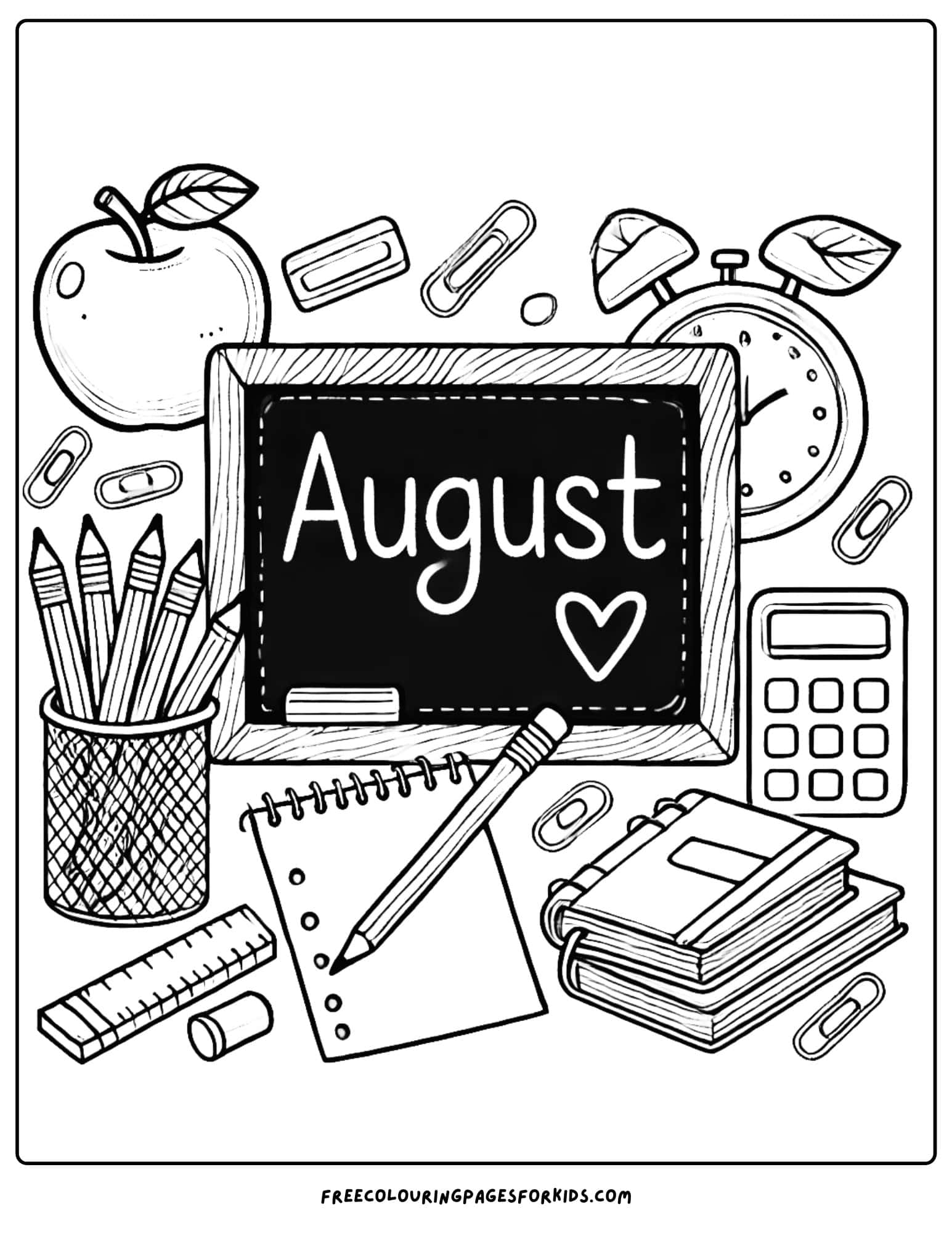 august back to school coloring page