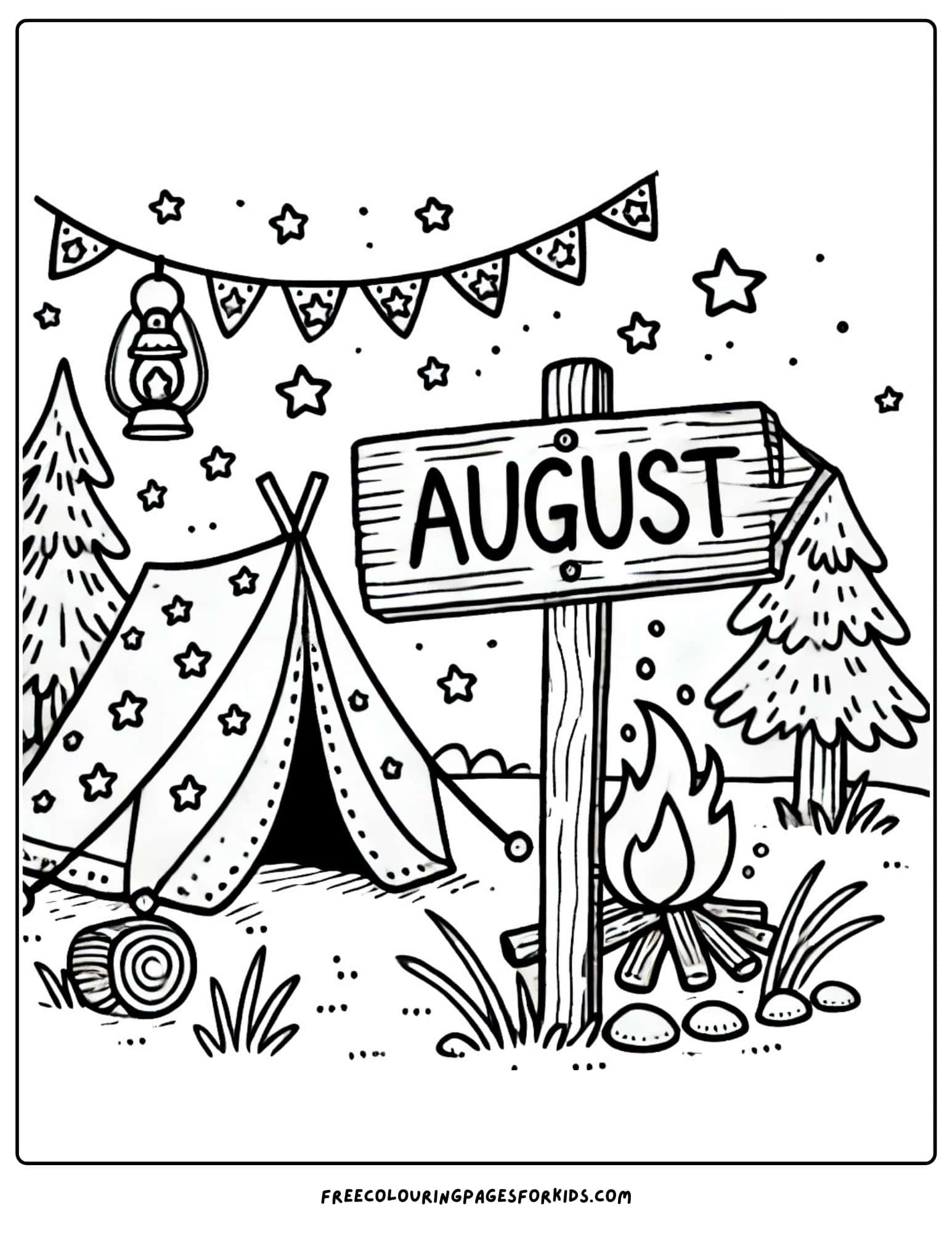 august camping coloring page