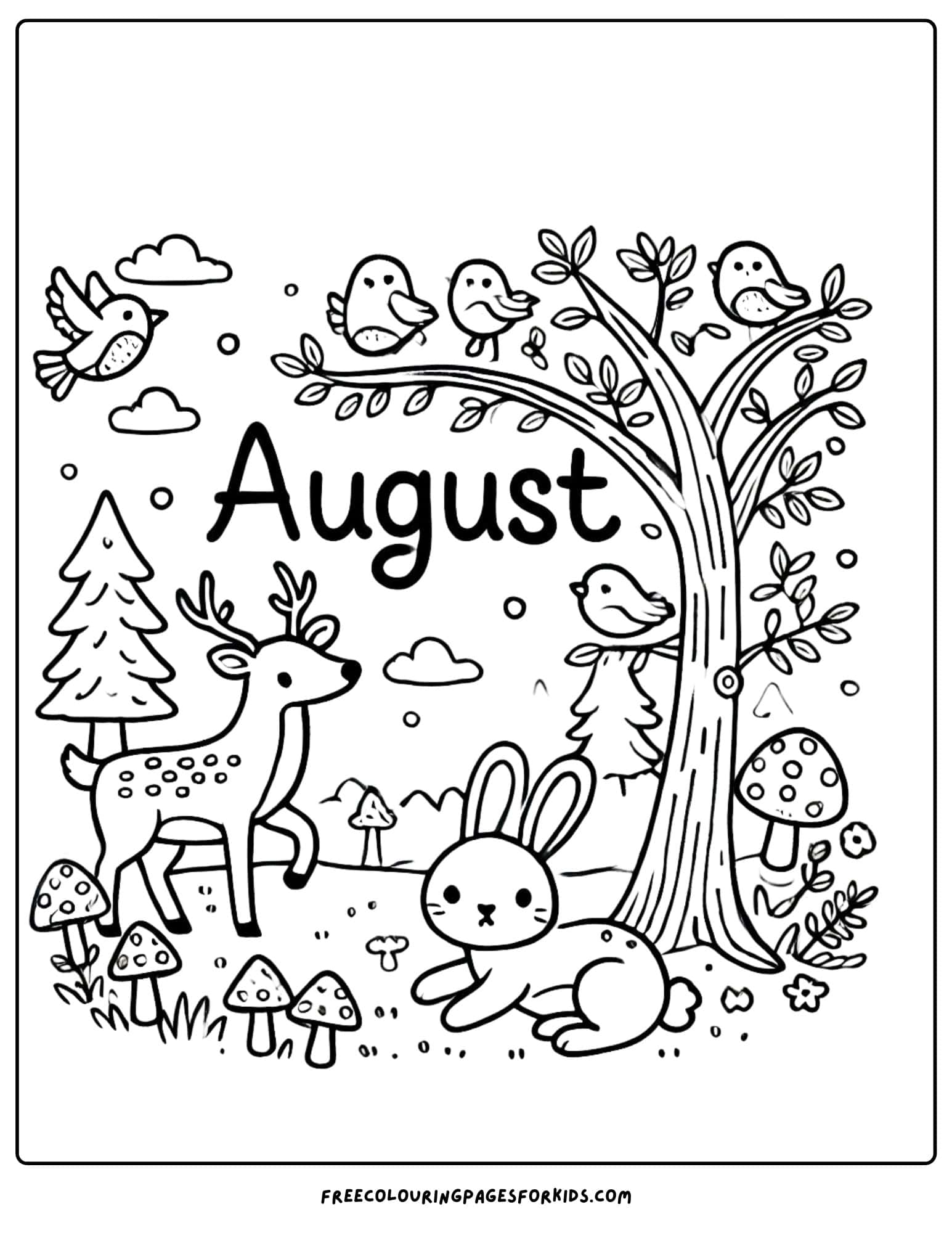 august forest animals coloring page