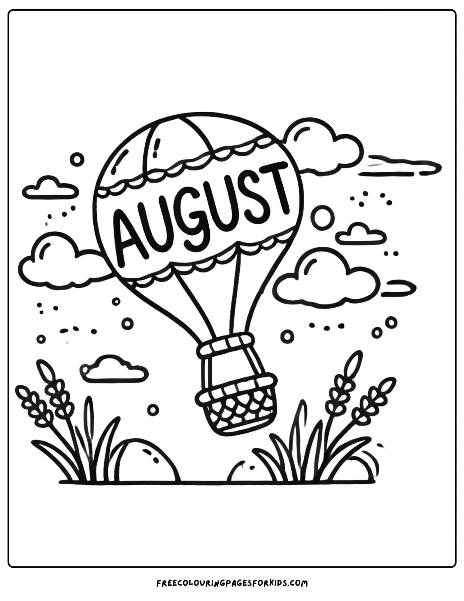 august hot air baloon coloring page