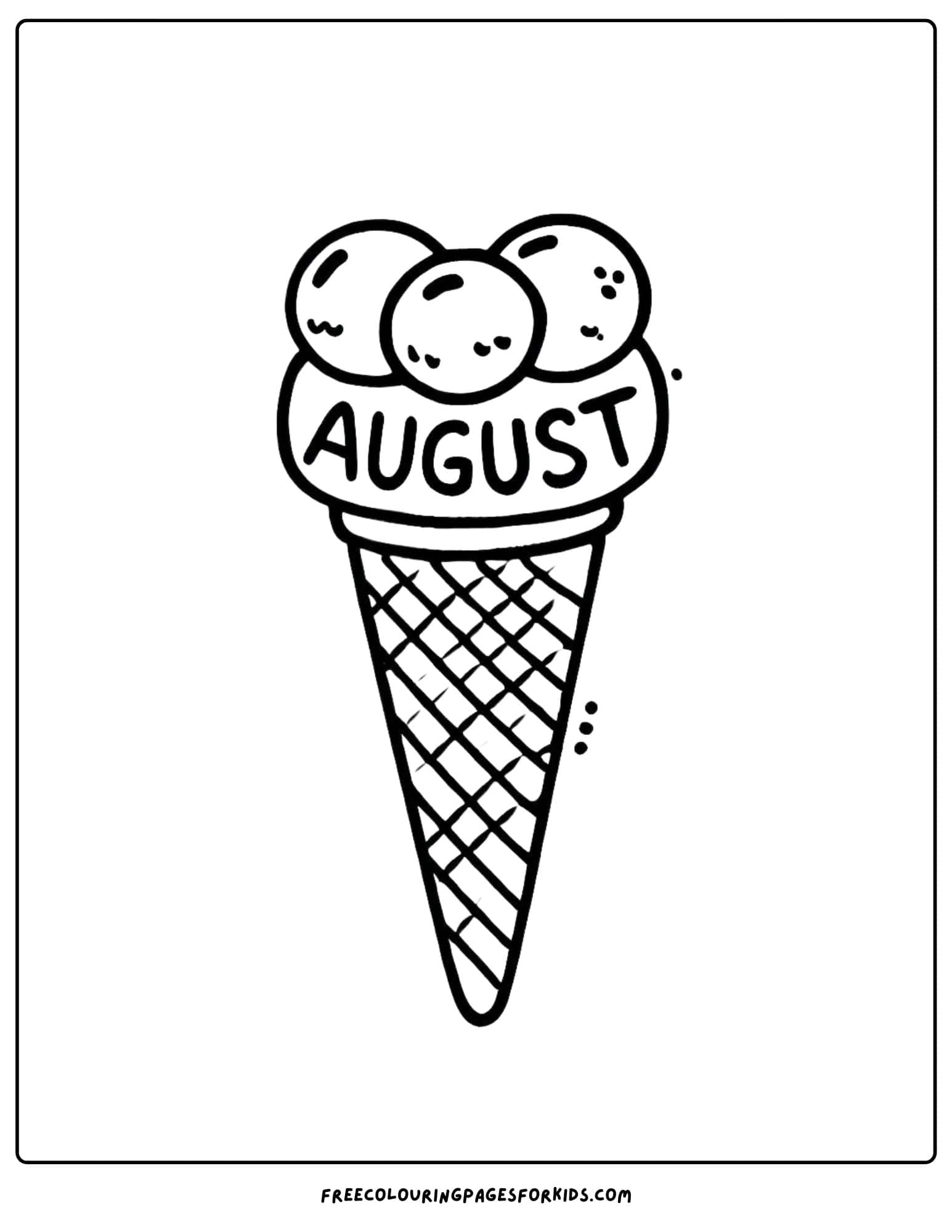 august ice cream cone coloring page