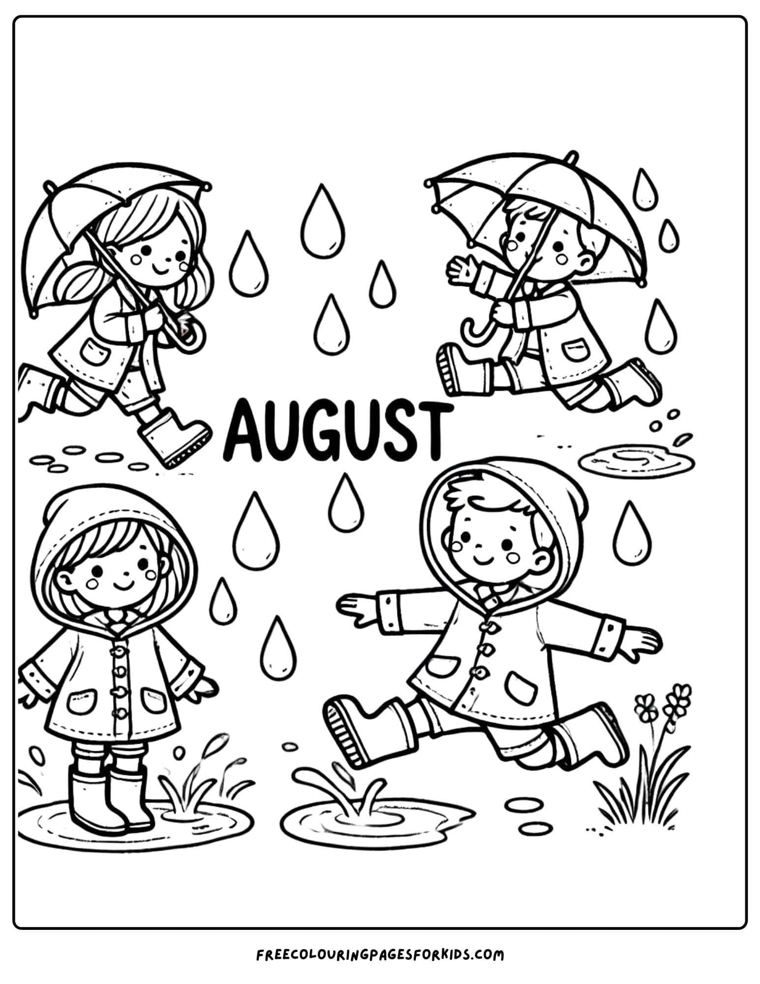 august rainy day coloring page