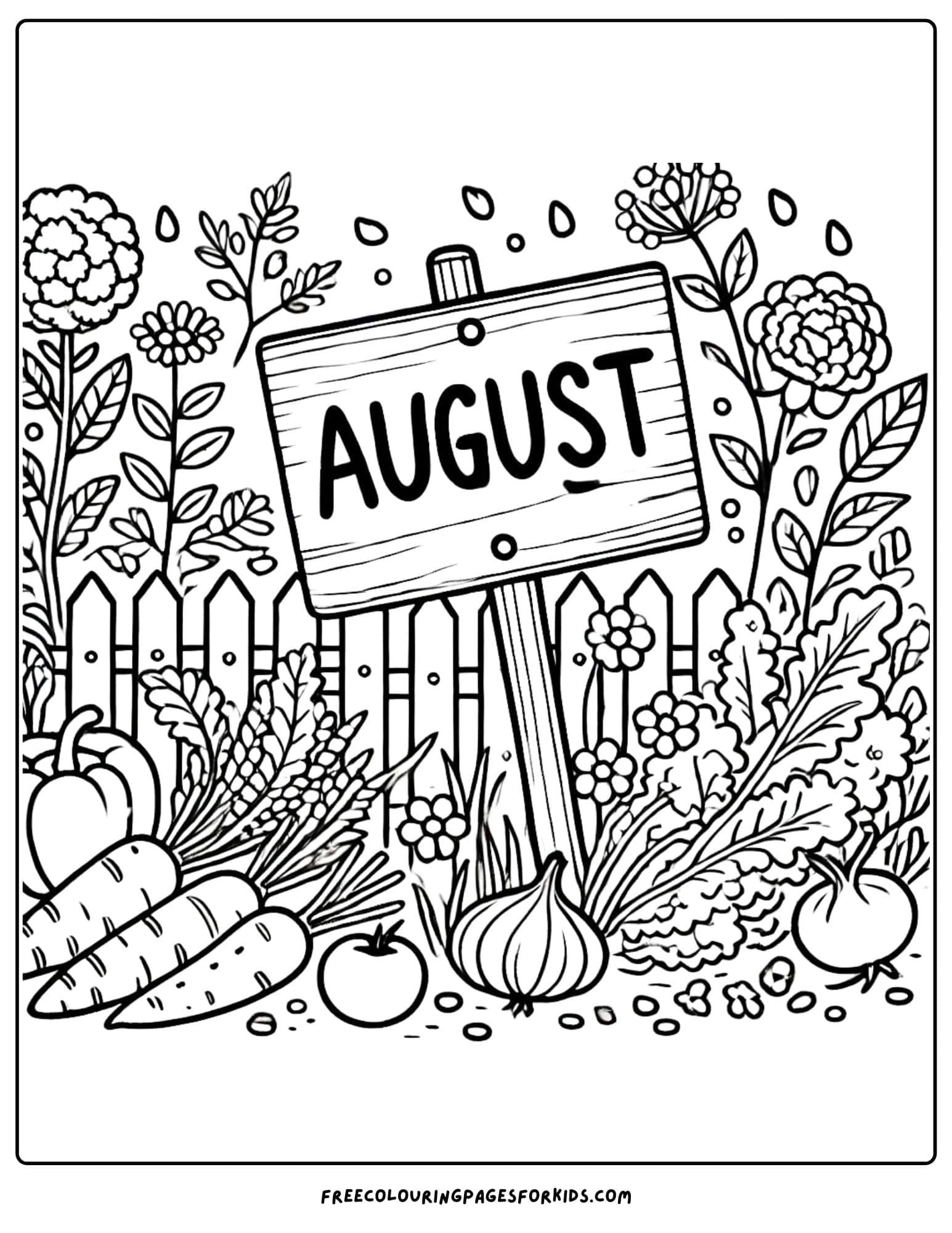 august vegetable garden coloring page