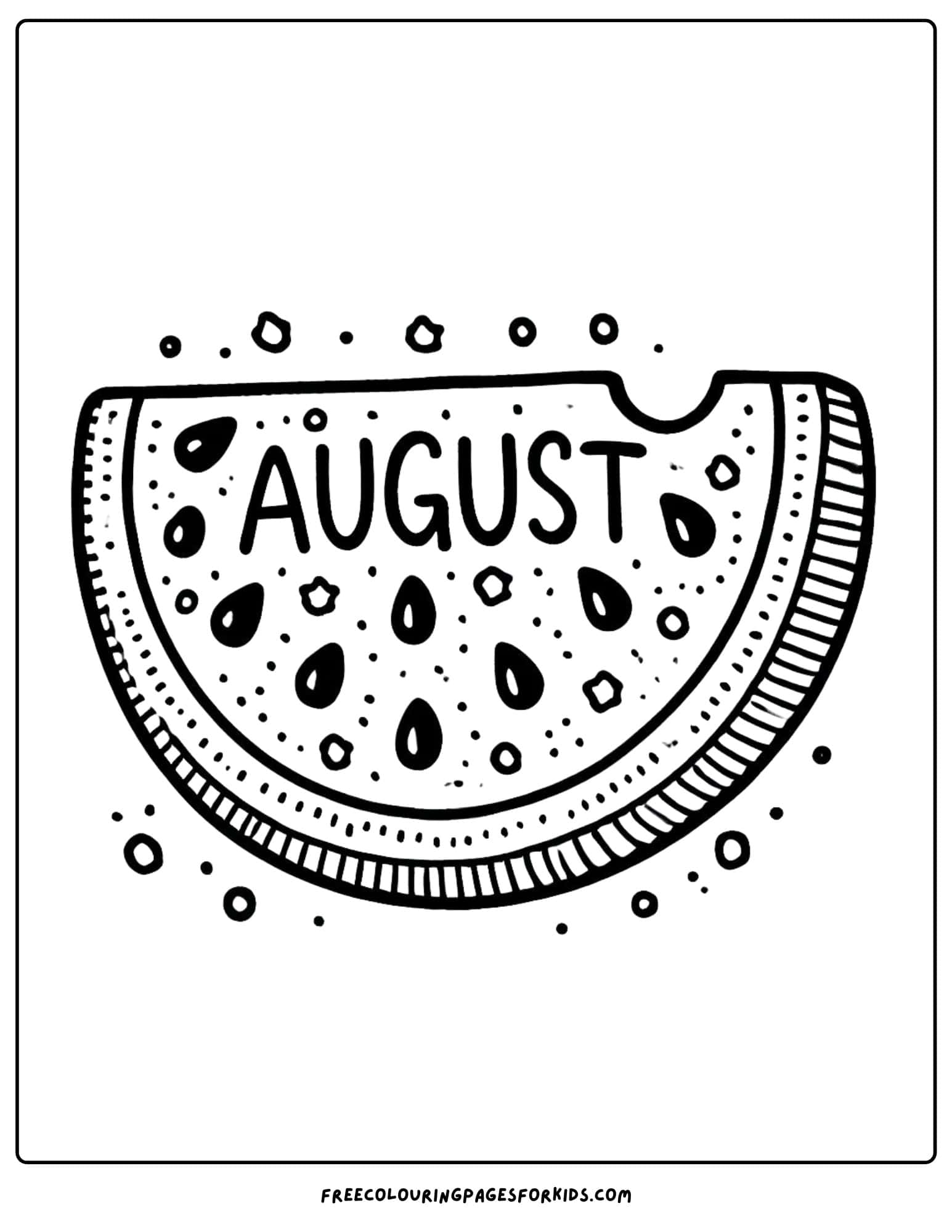 august watermelon slice coloring page