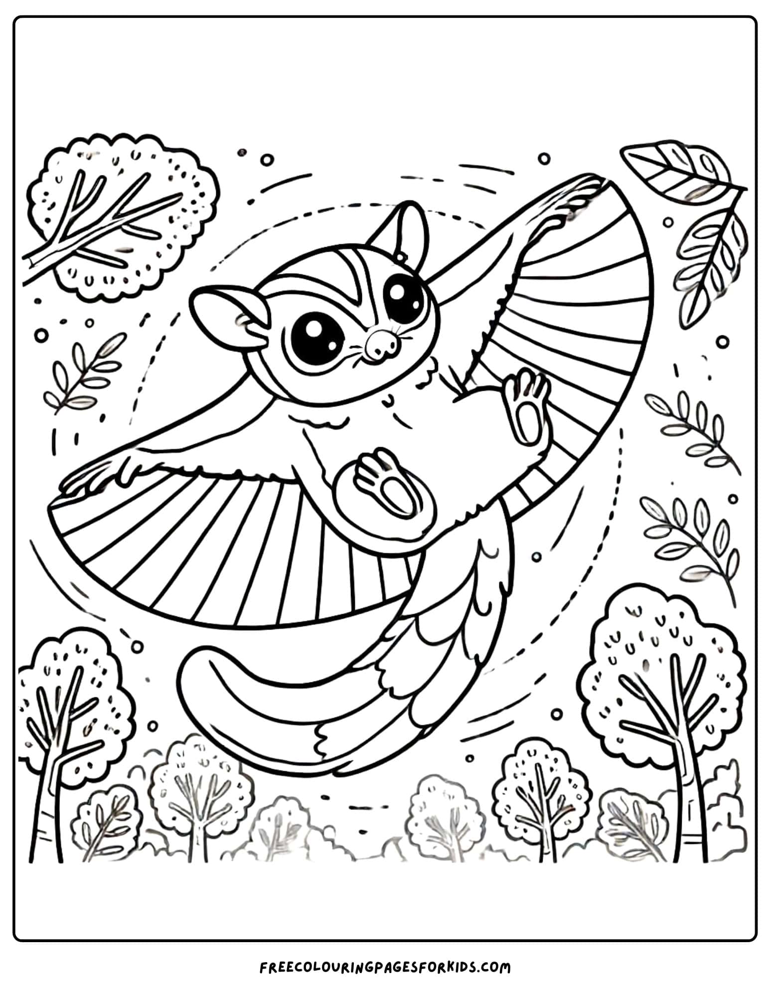 australian animal sugar glider coloring page