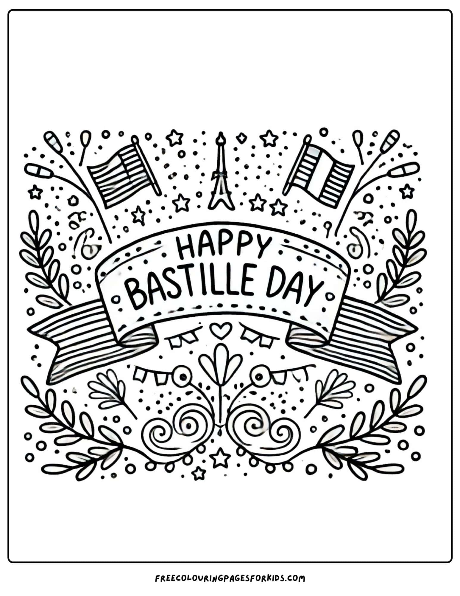 bastille day banner coloring page