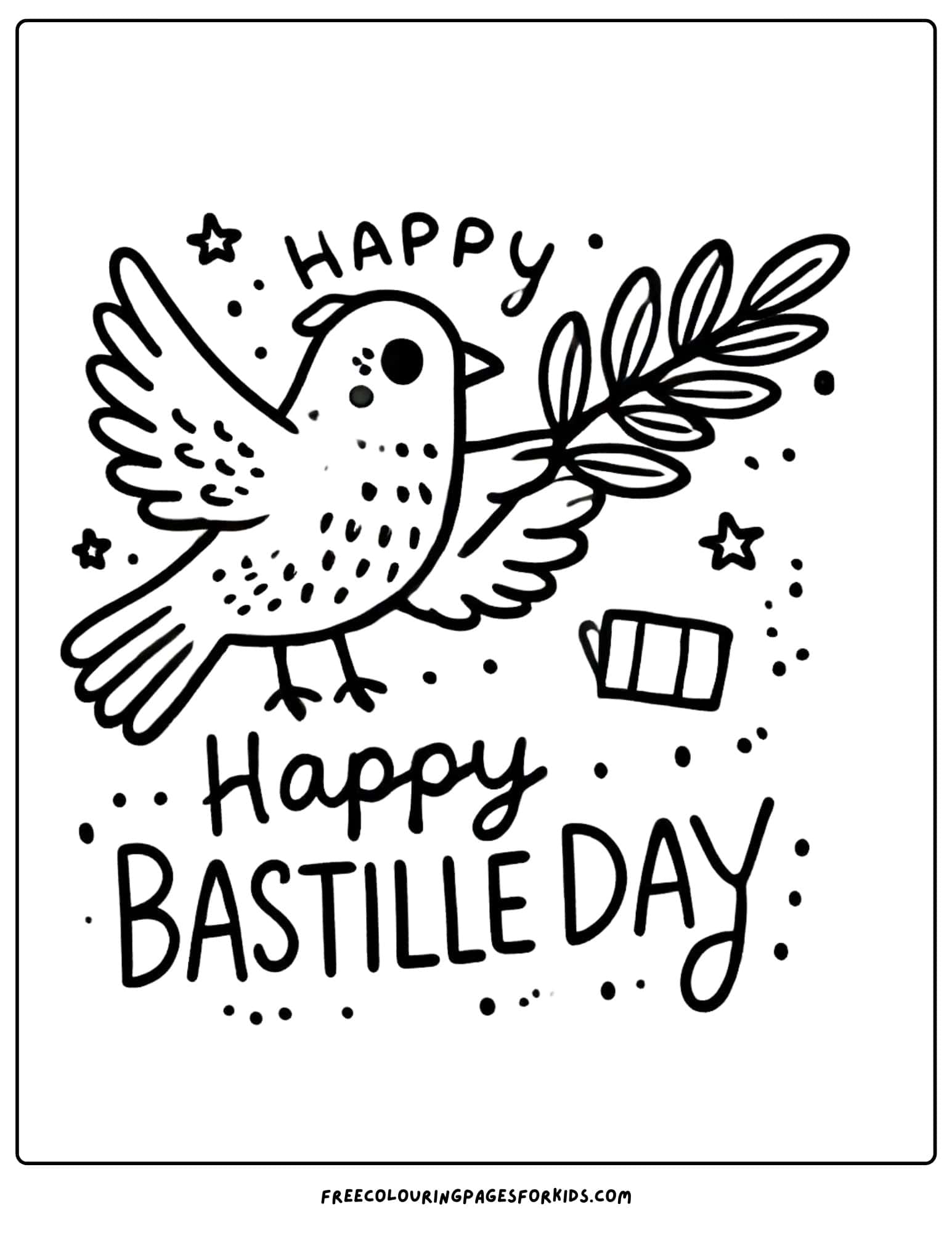 bastille day peace dove coloring page