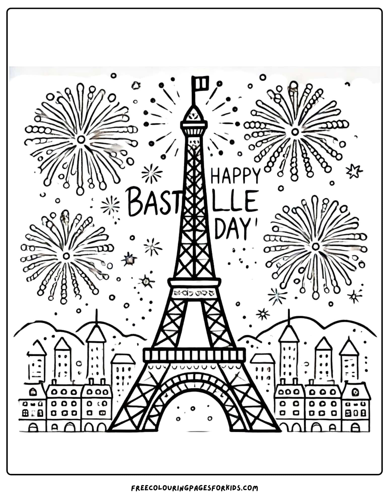 bastille day eiffel tower coloring page