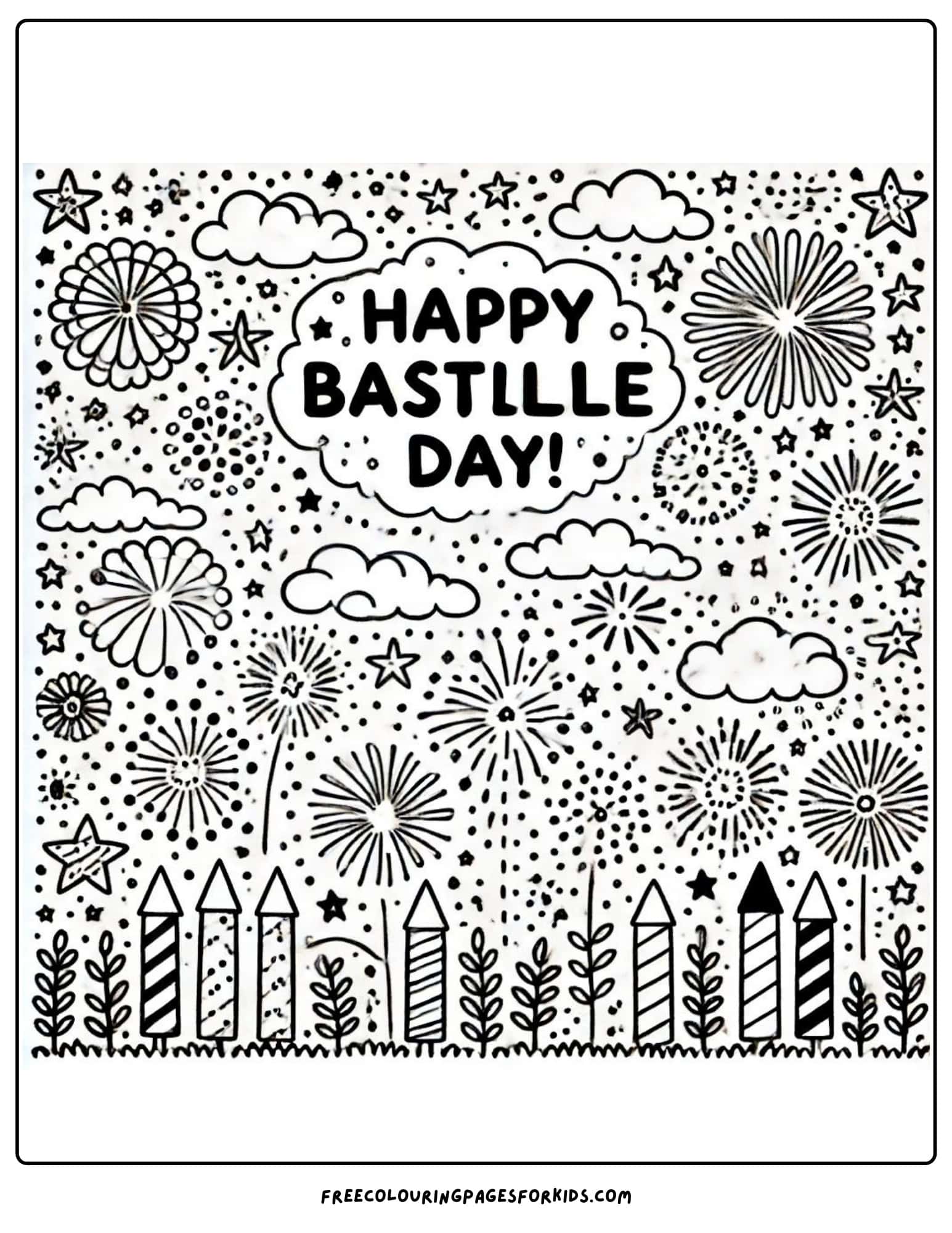 bastille day fireworks coloring page