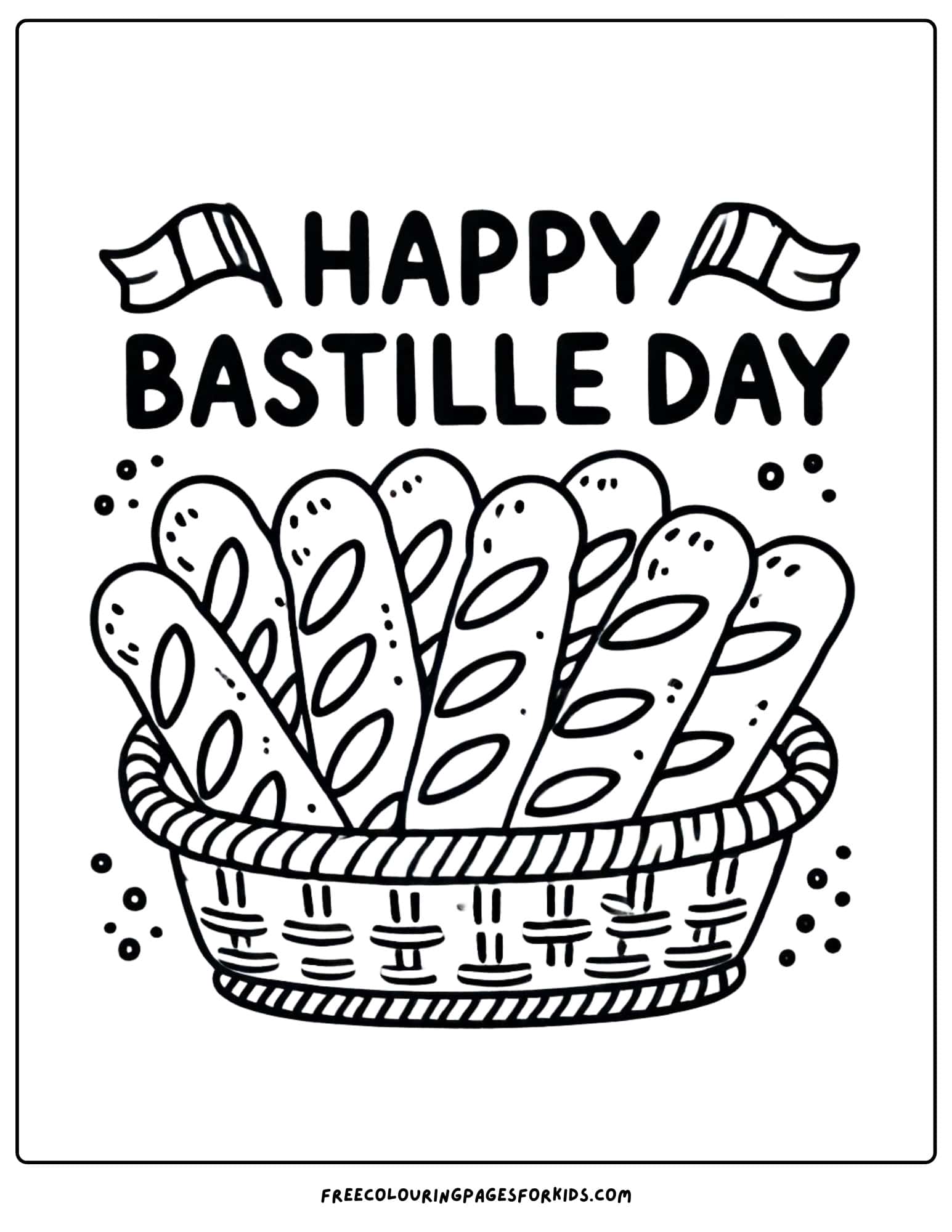 bastille day french baguettes coloring page