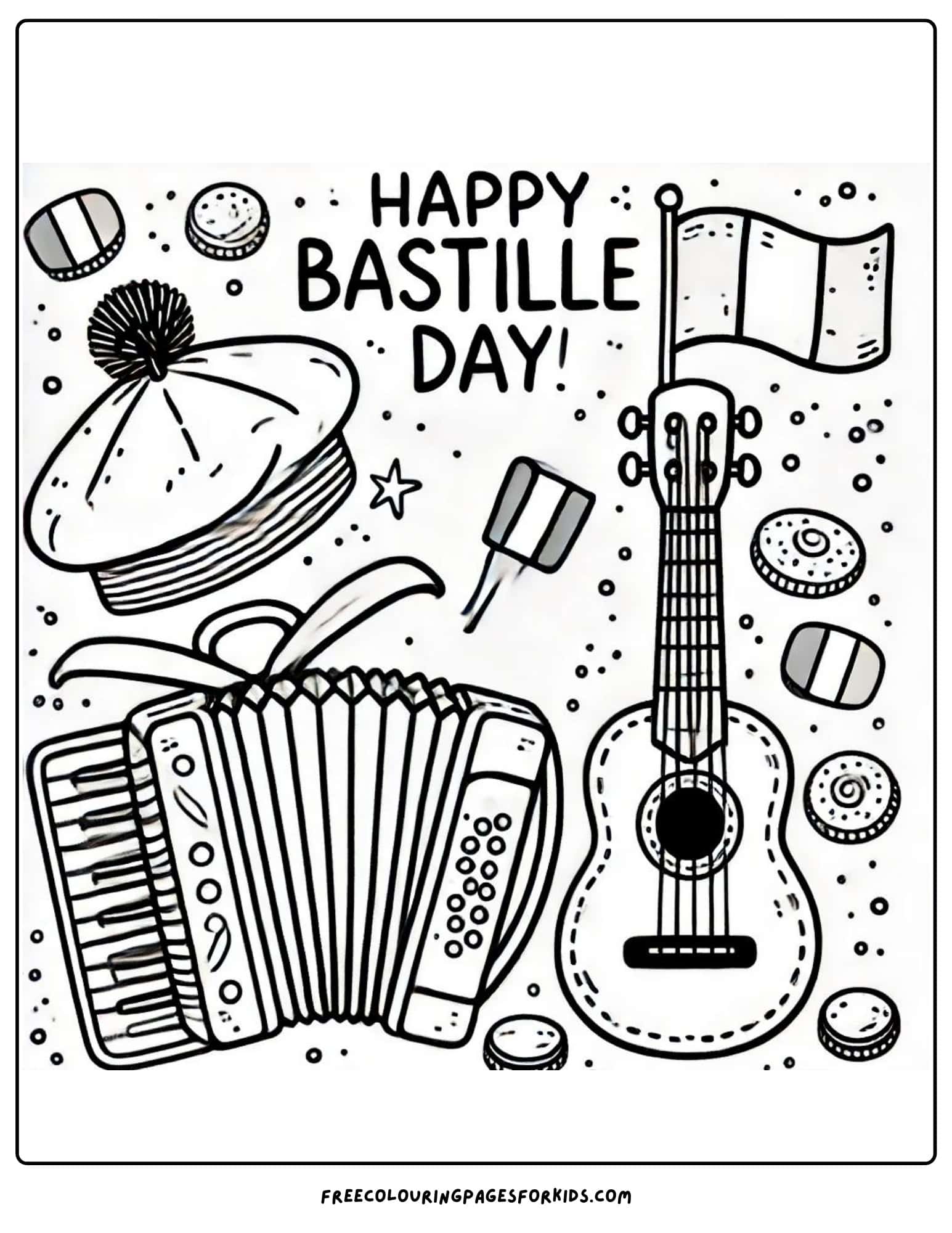 bastille day music coloring page