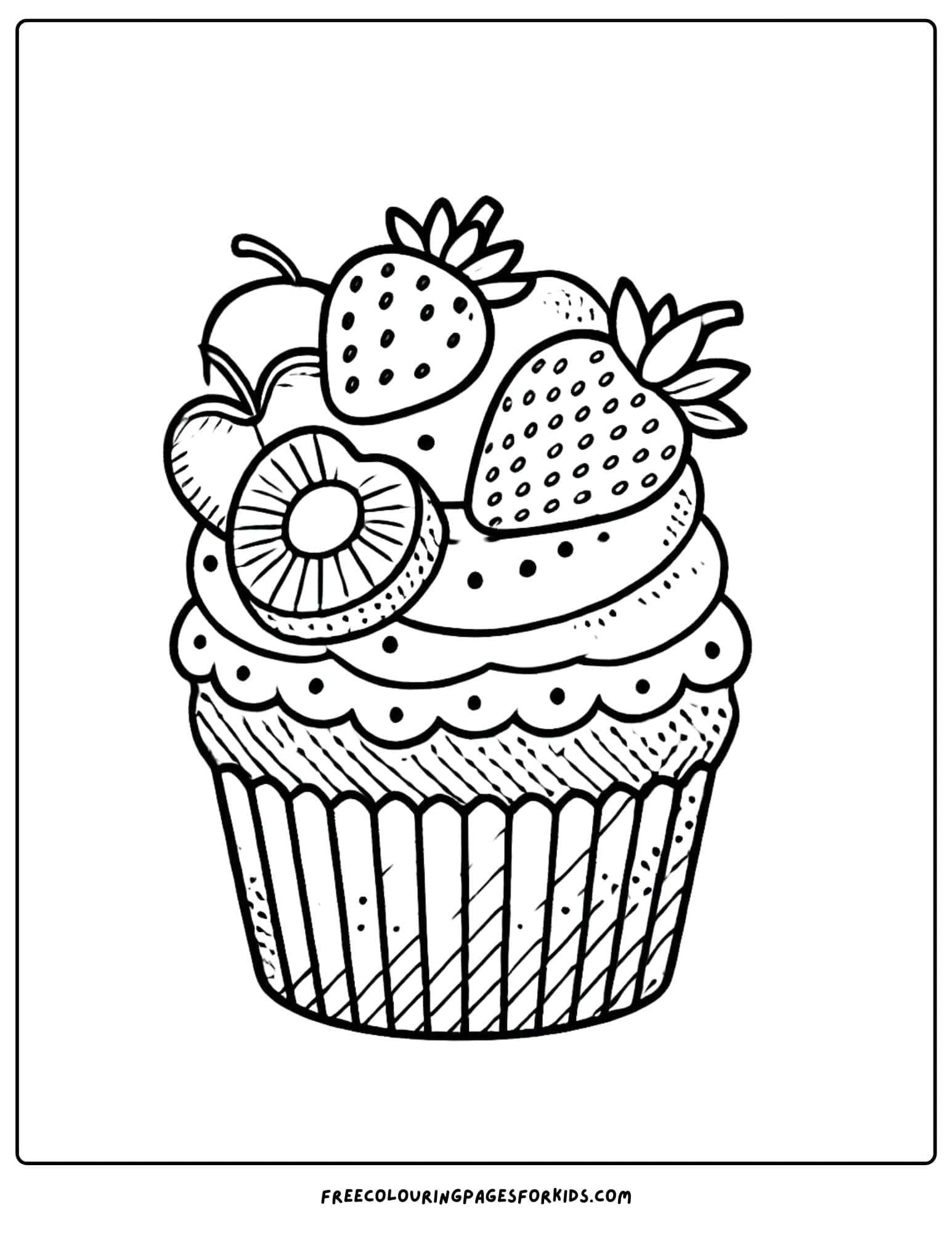 cupcake with fruit on top coloring paga