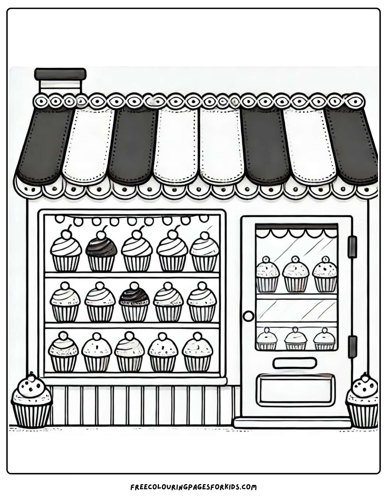 cupcake and cake shop coloring paga