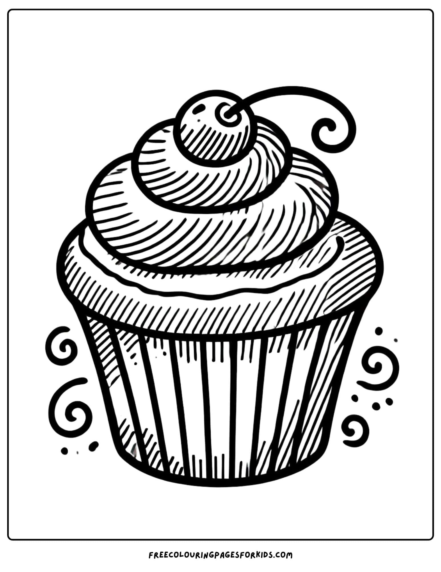 single cupcake coloring paga