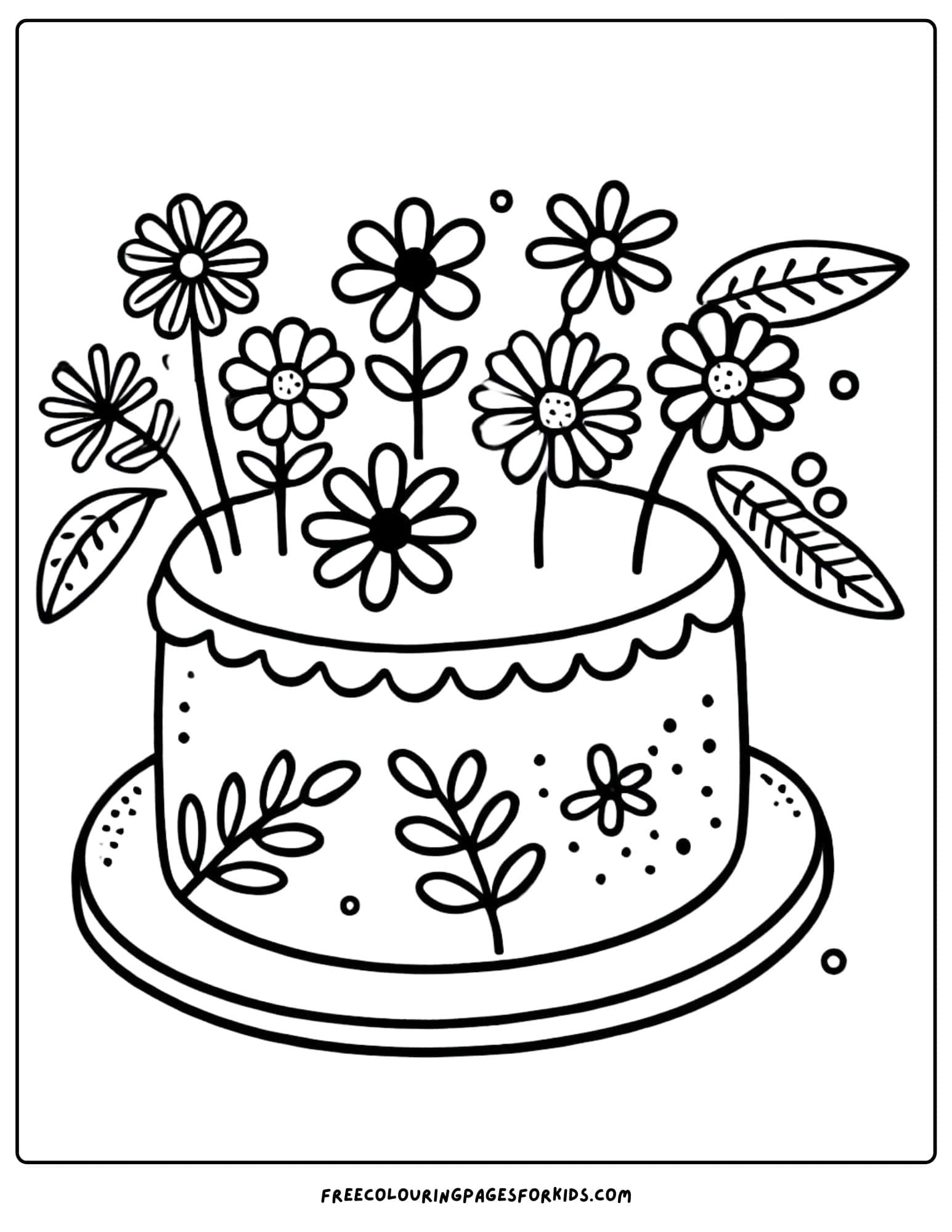 cake with flowers on it coloring paga