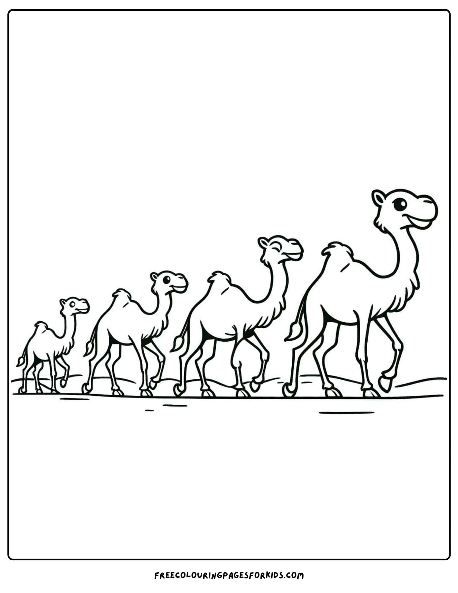 camel caravan coloring page