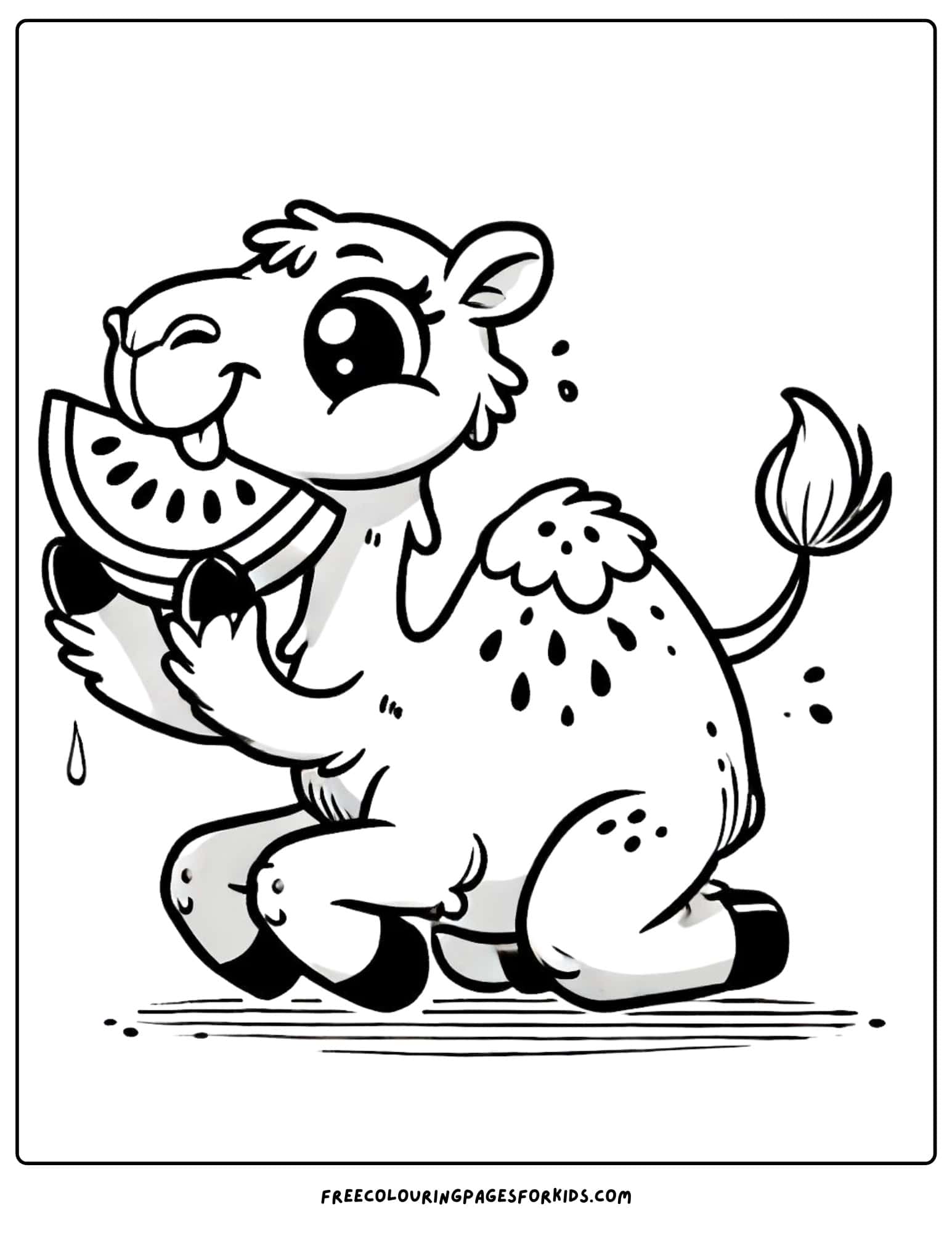 camel eating watermelon coloring page