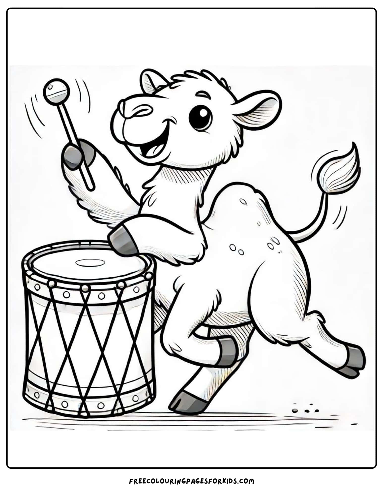 camel playing the drums coloring page