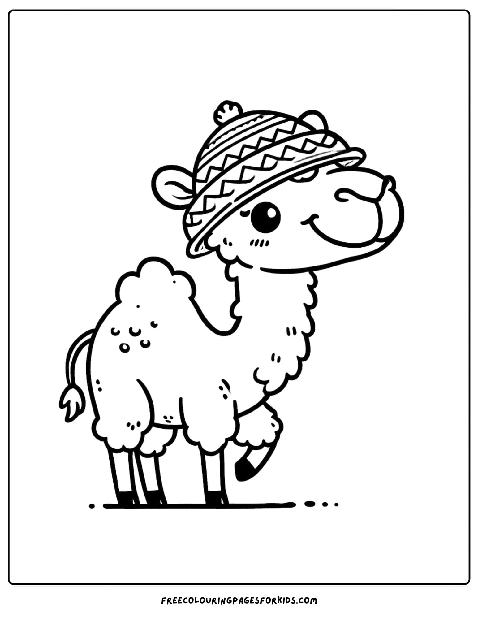 camel wearing a hat coloring page