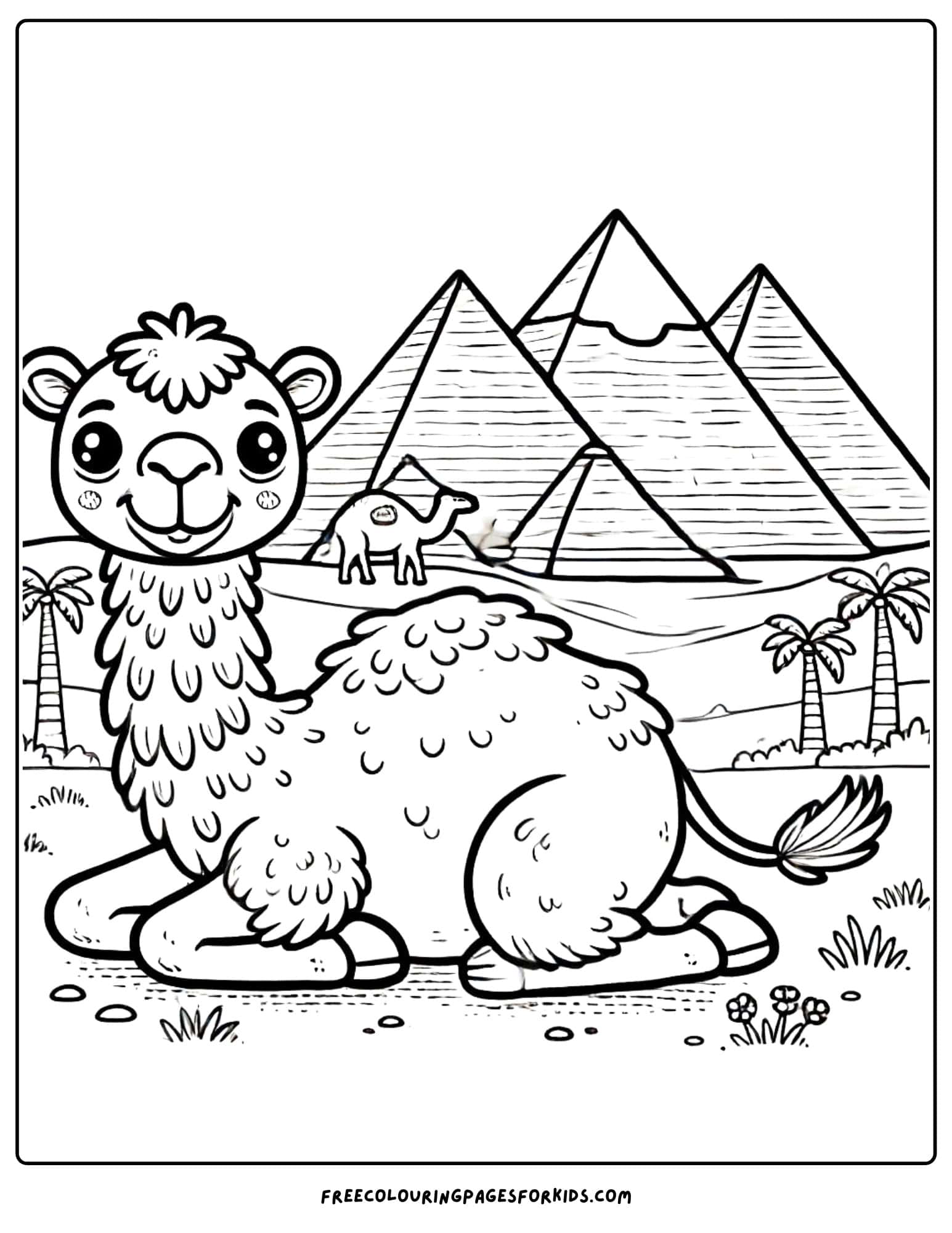 camel with the pryamids coloring page