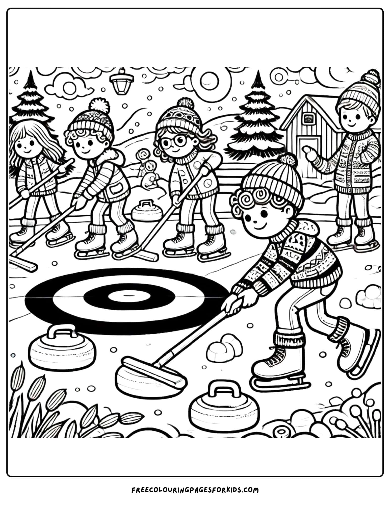 canada curling coloring page