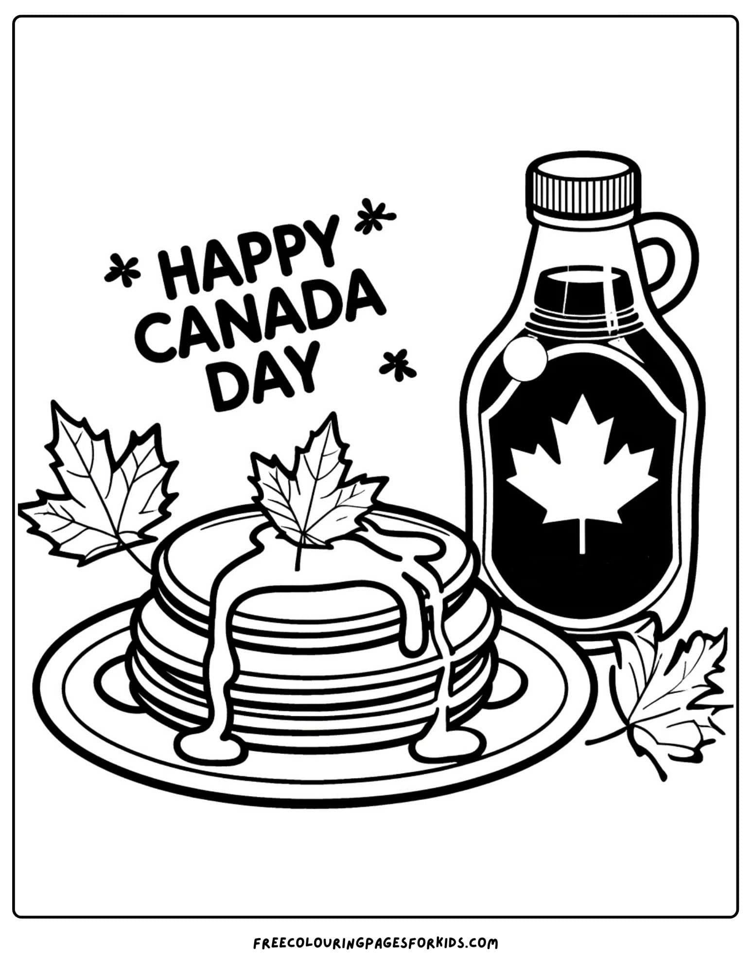 happy canada day maple syrup colouring page