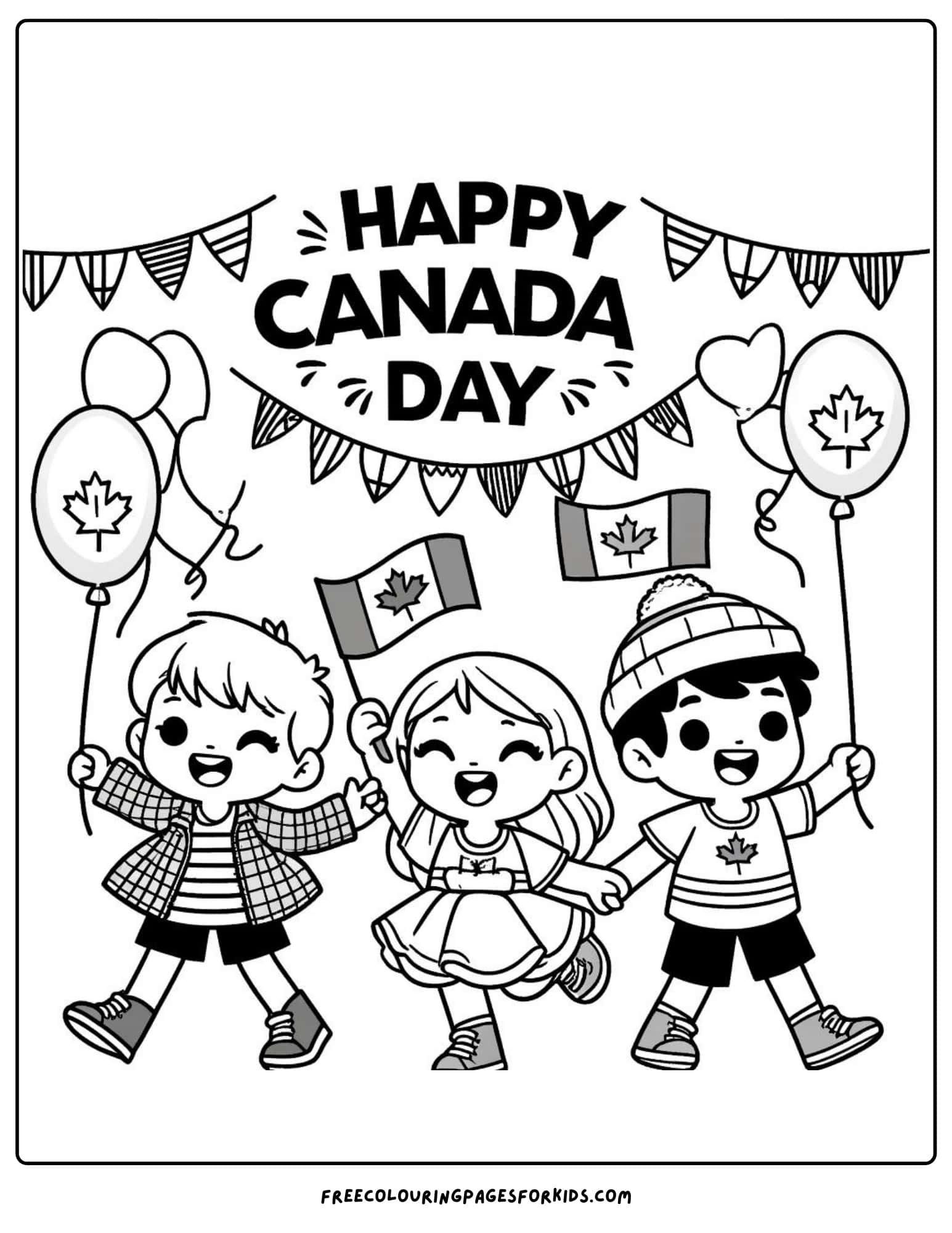 happy canada day parade colouring page