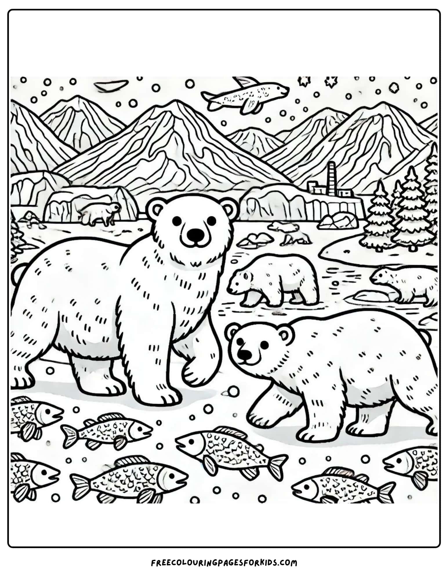 canada polar bears coloring page