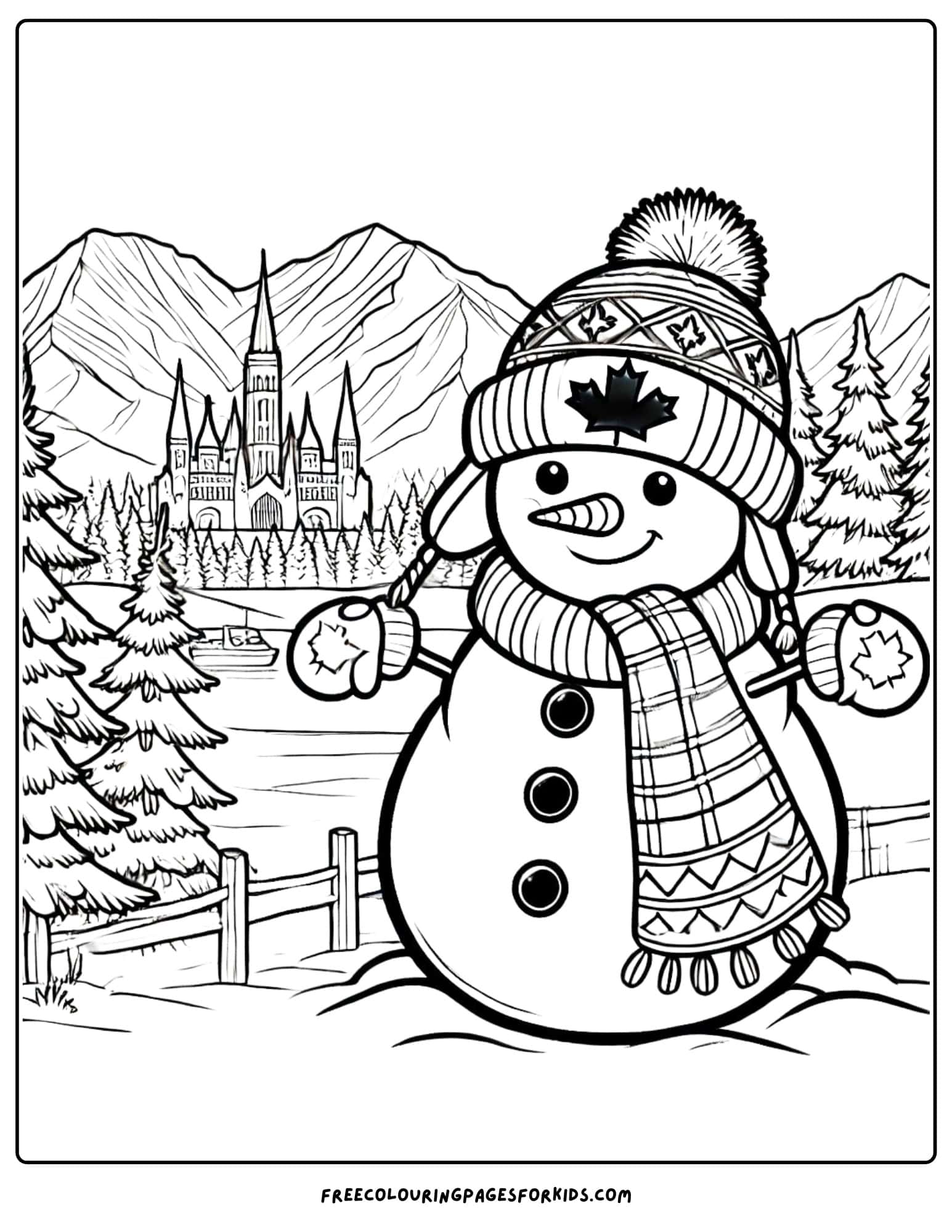 canada snowman coloring page