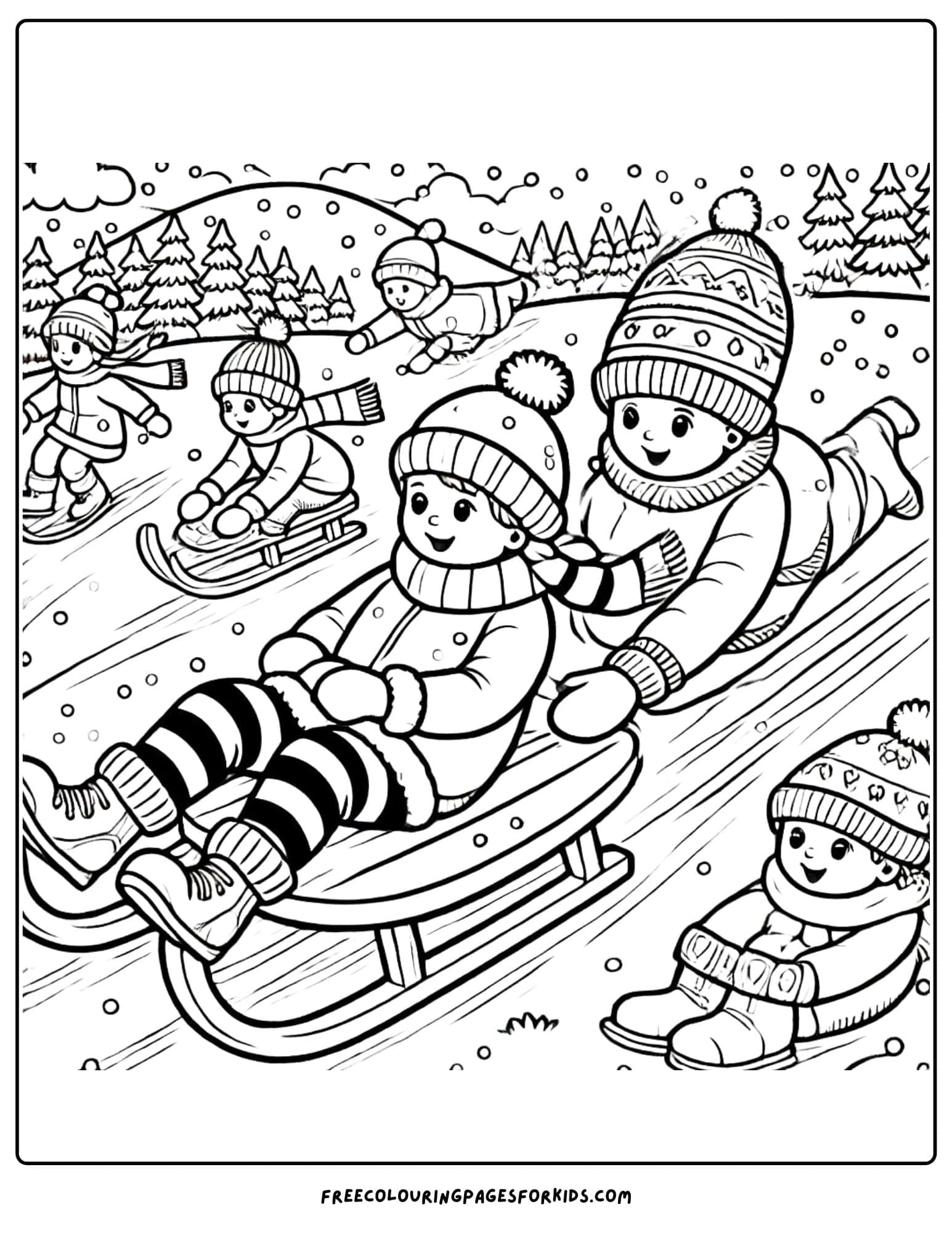 canada tobagganing coloring page