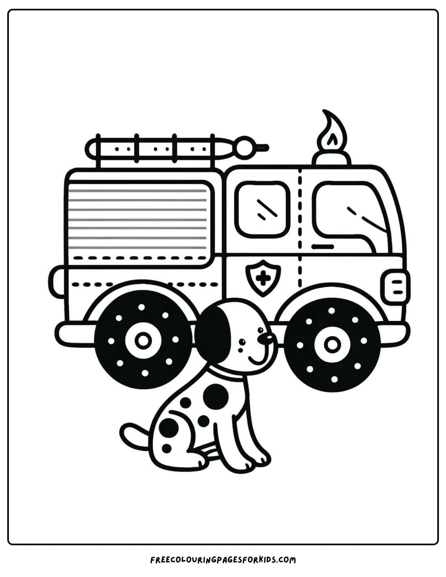 fire engine and dalmation coloring page