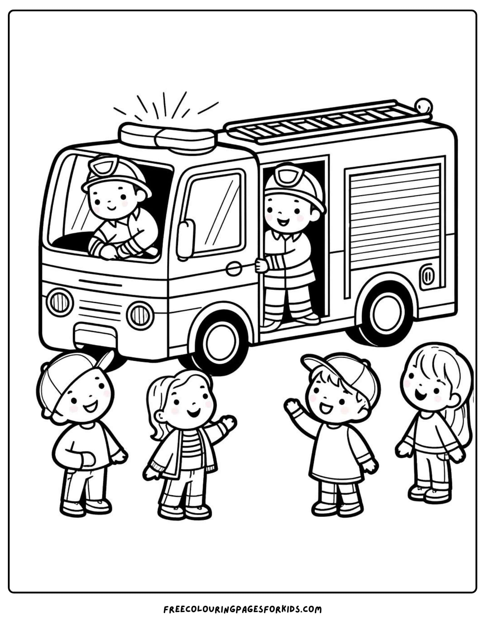 fire engine fire safety coloring page