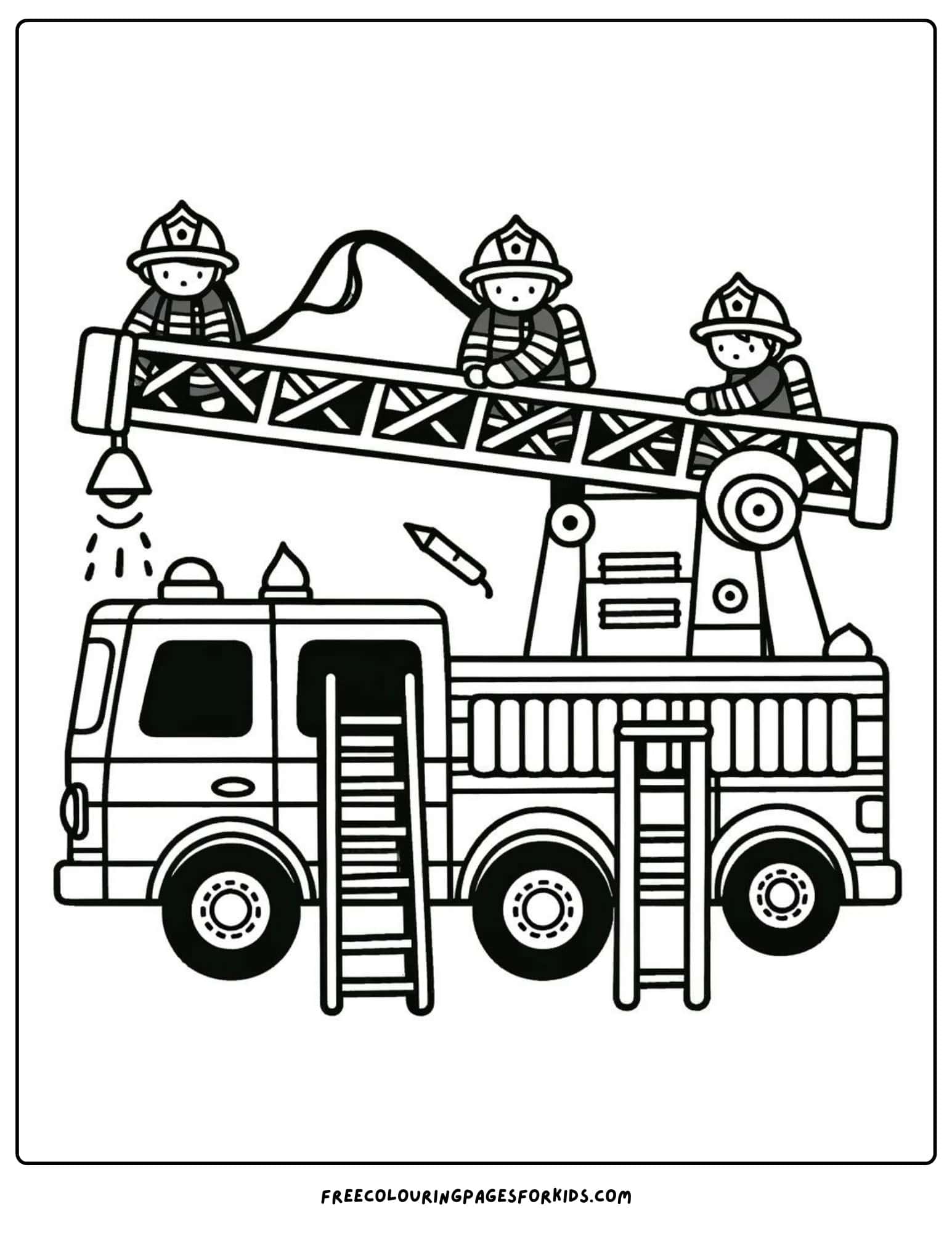 fire engine in action coloring page