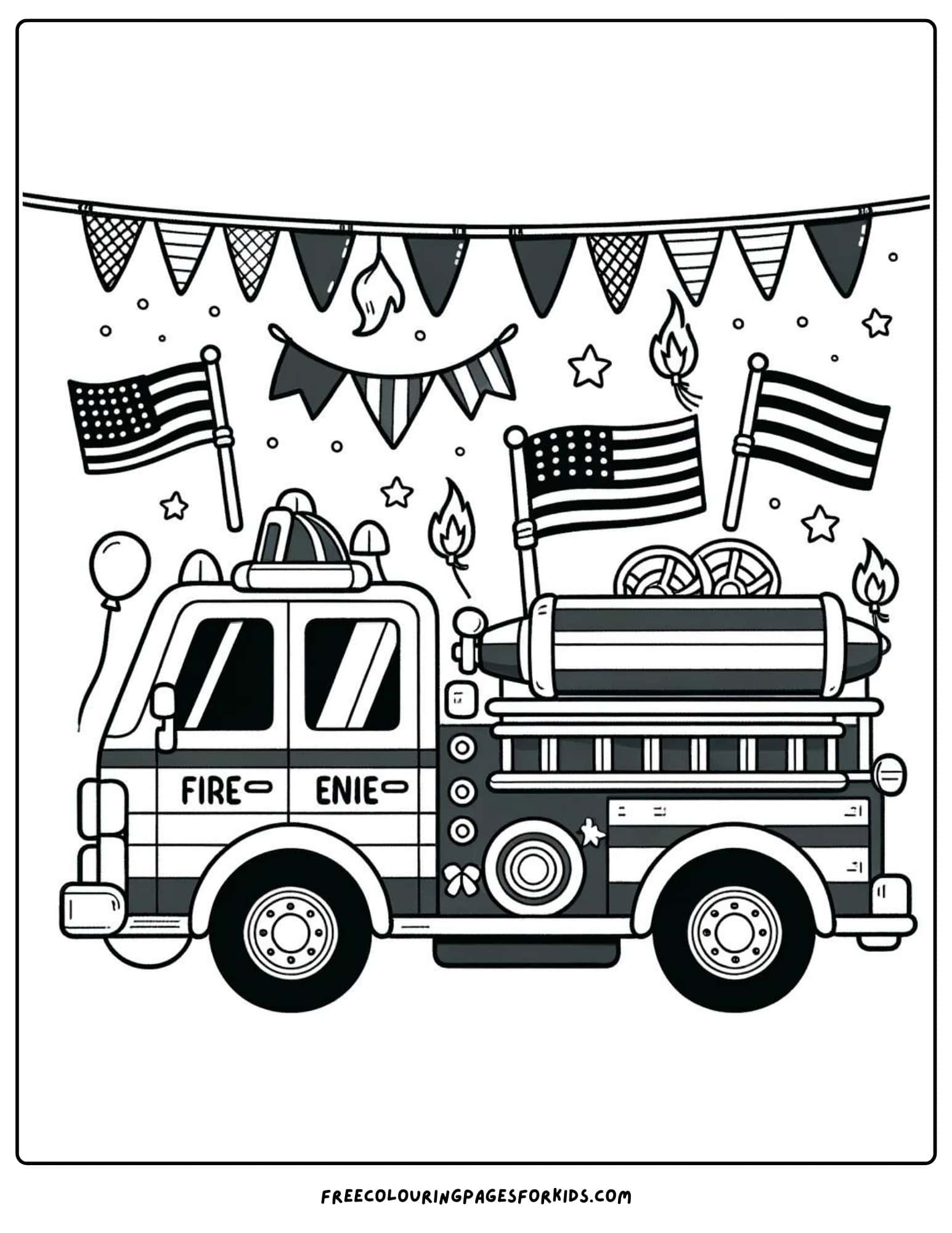 fire engine parade coloring page