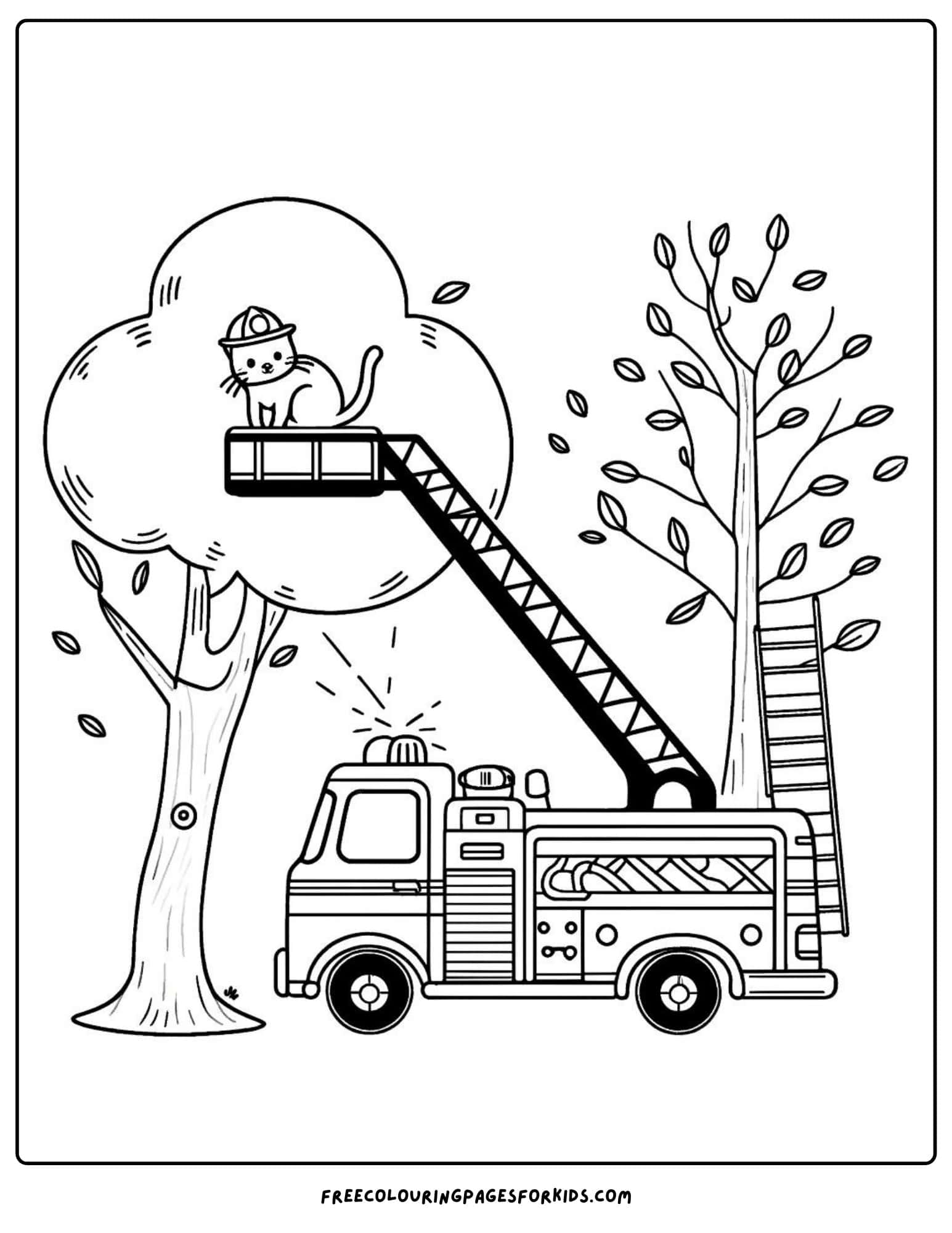 fire engine rescue ladder coloring page