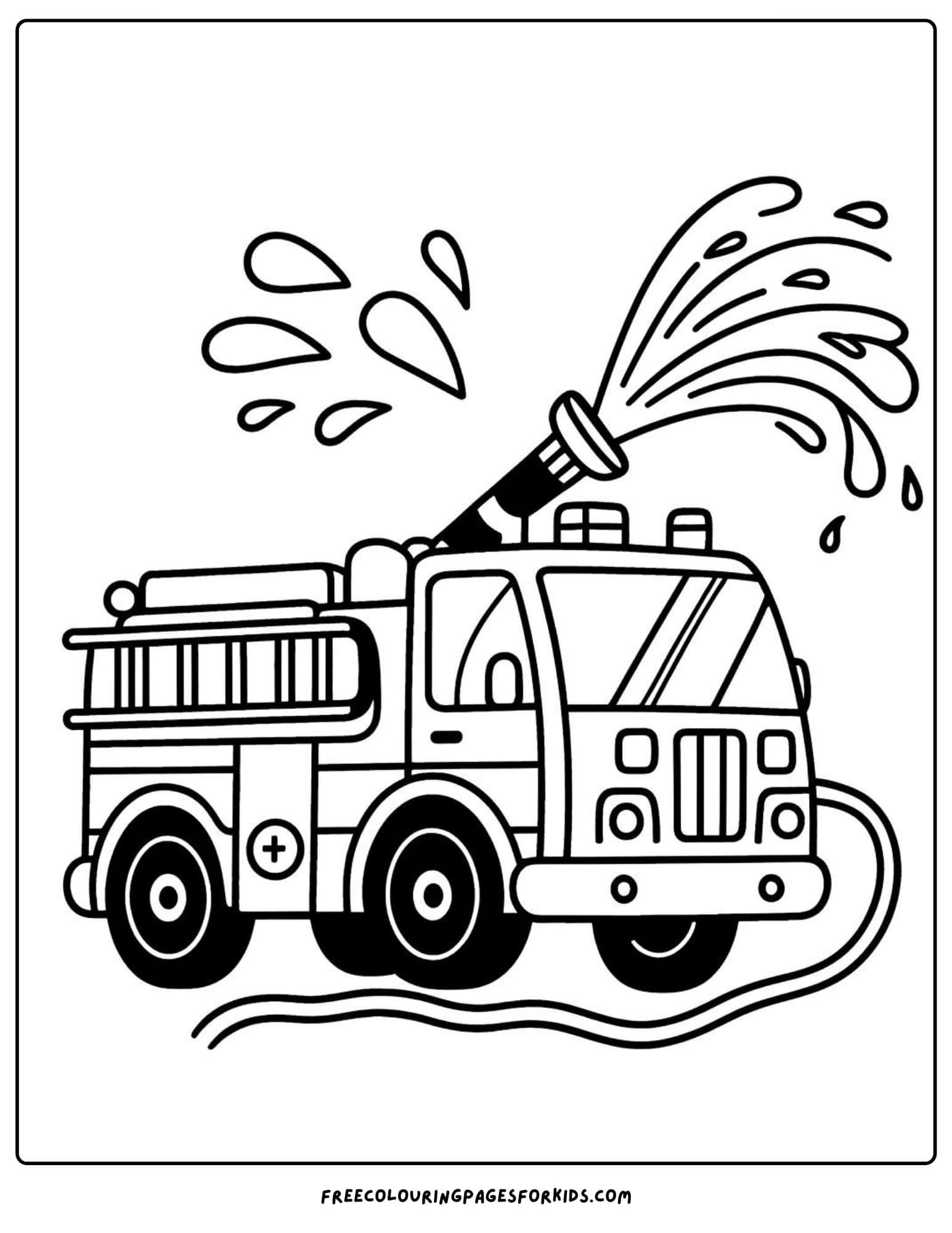 fire engine water hose coloring page