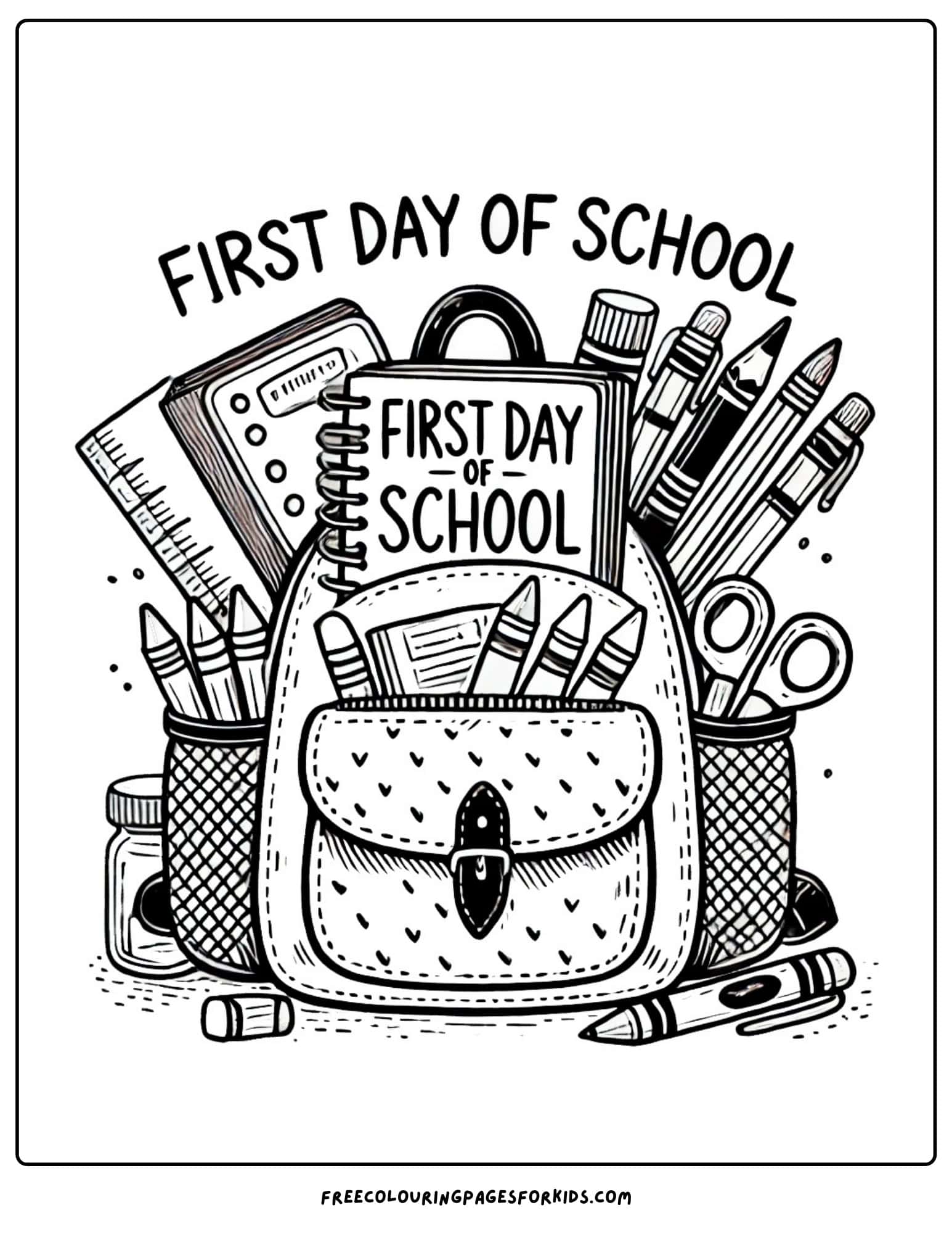 first day of school backpack coloring page