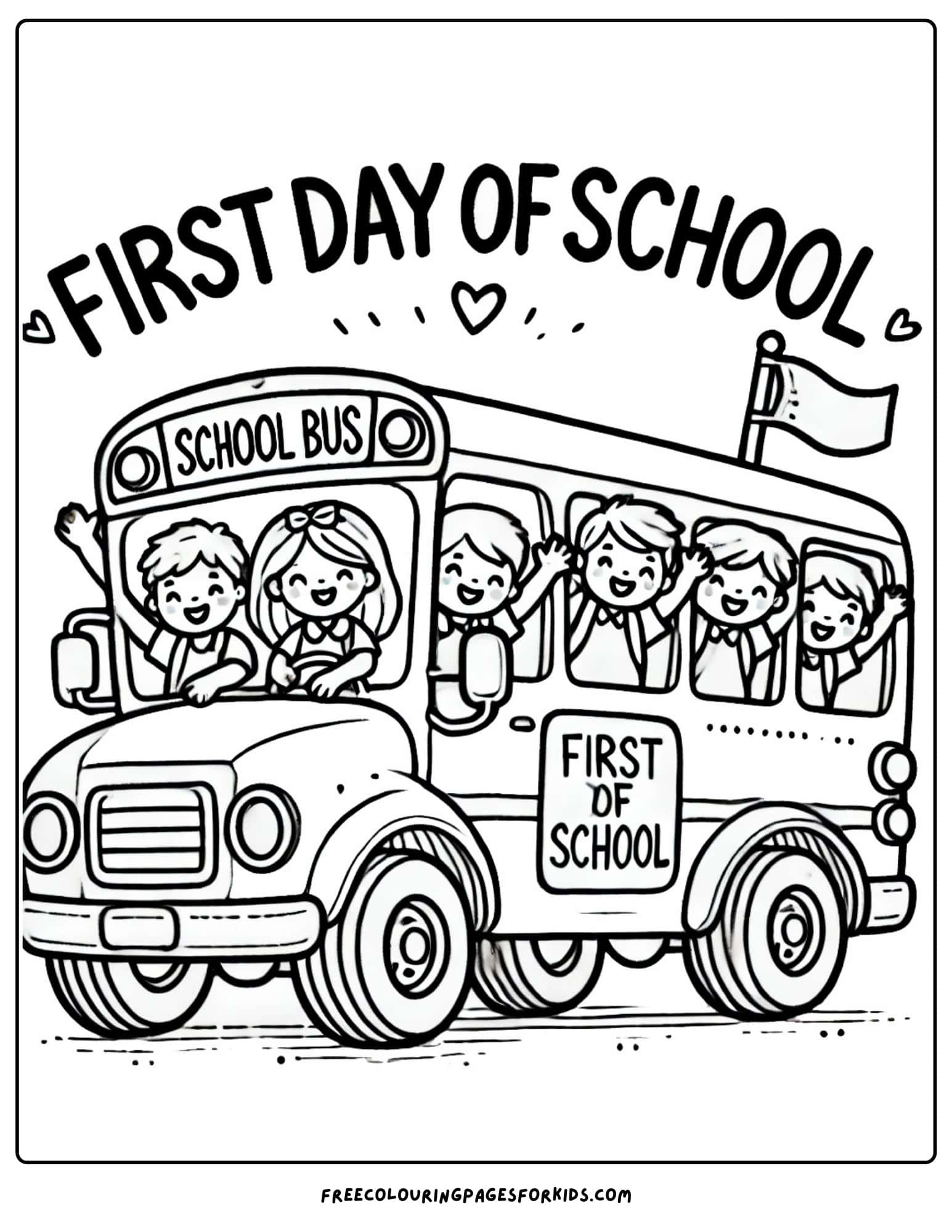 first day of school bus coloring page