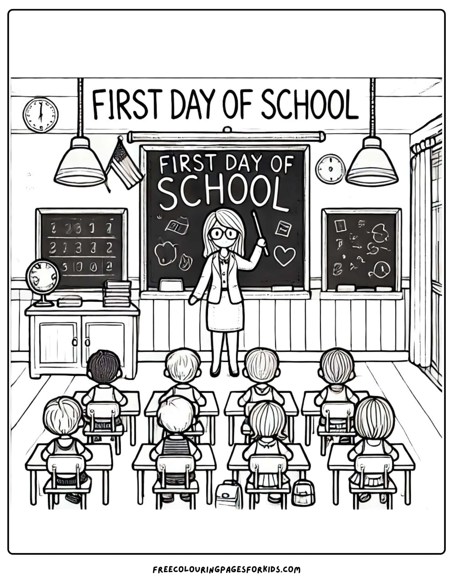 first day of school classroom coloring page