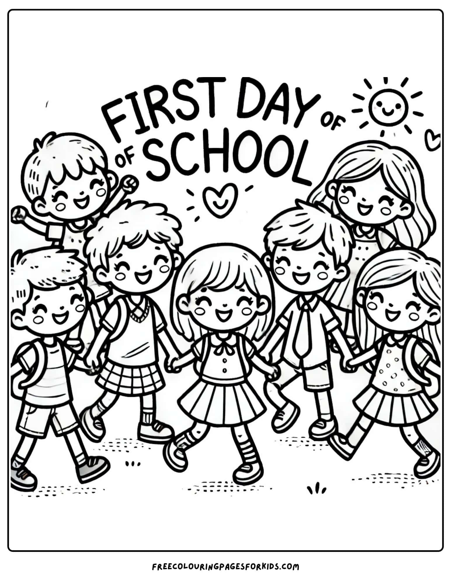 first day of school friends coloring page