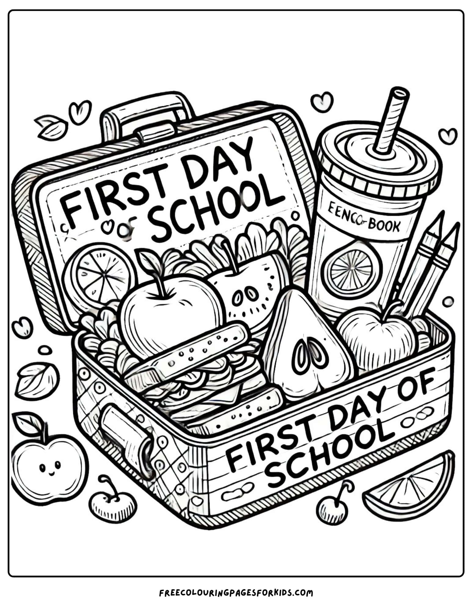 first day of school lunch box coloring page