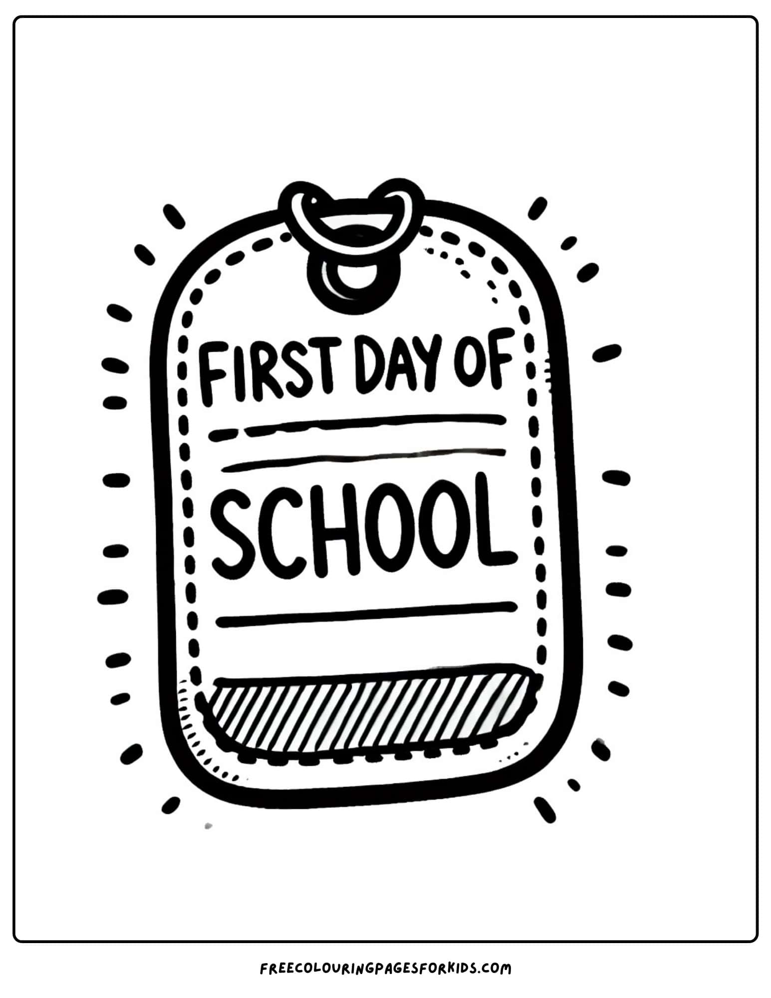 first day of school name tag coloring page