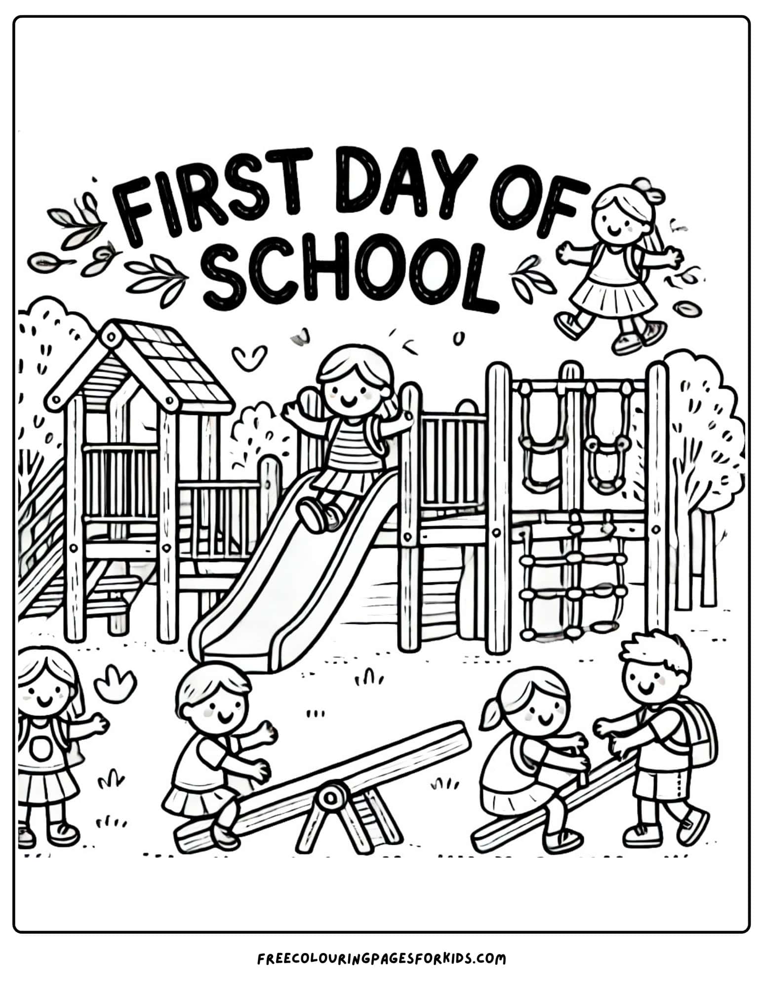 first day of school playground coloring page