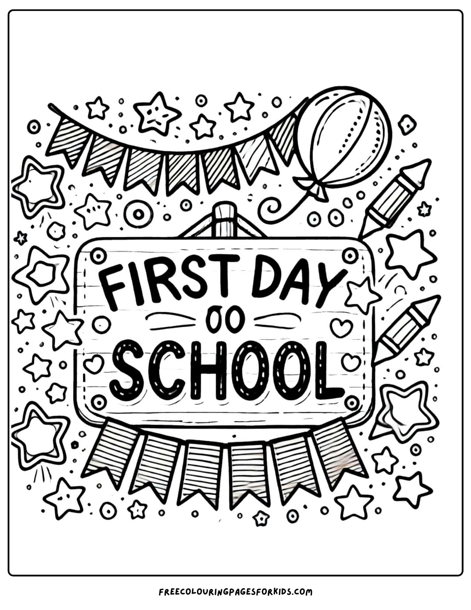 first day of school banner coloring page