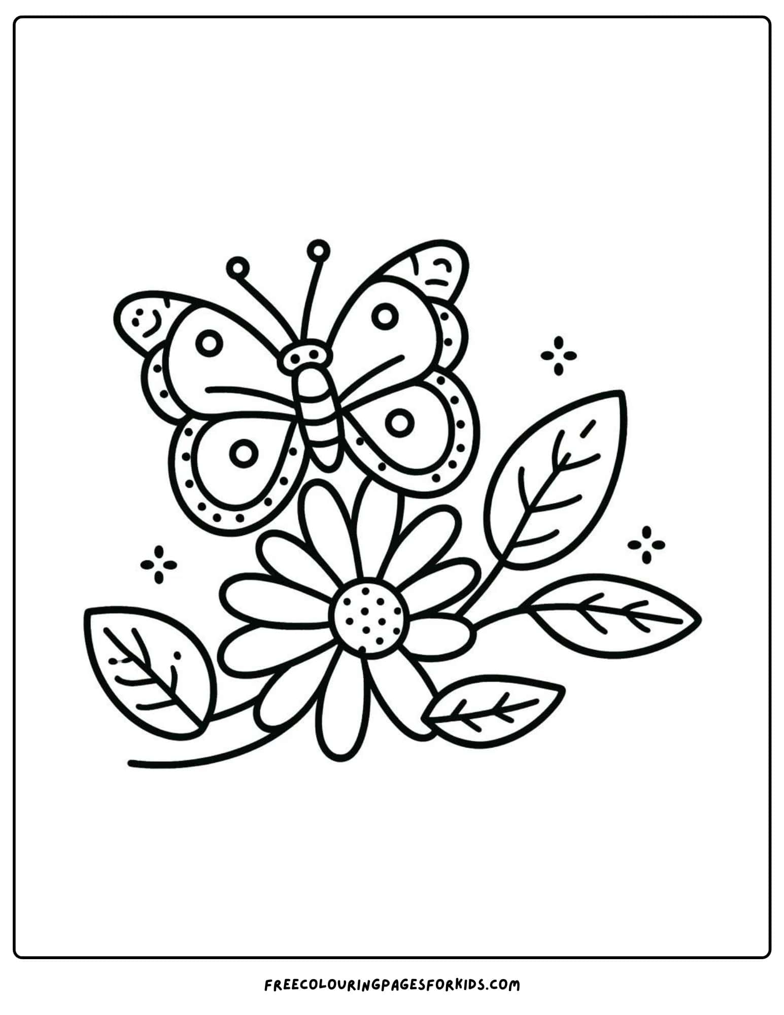 flower and butterfly coloring page