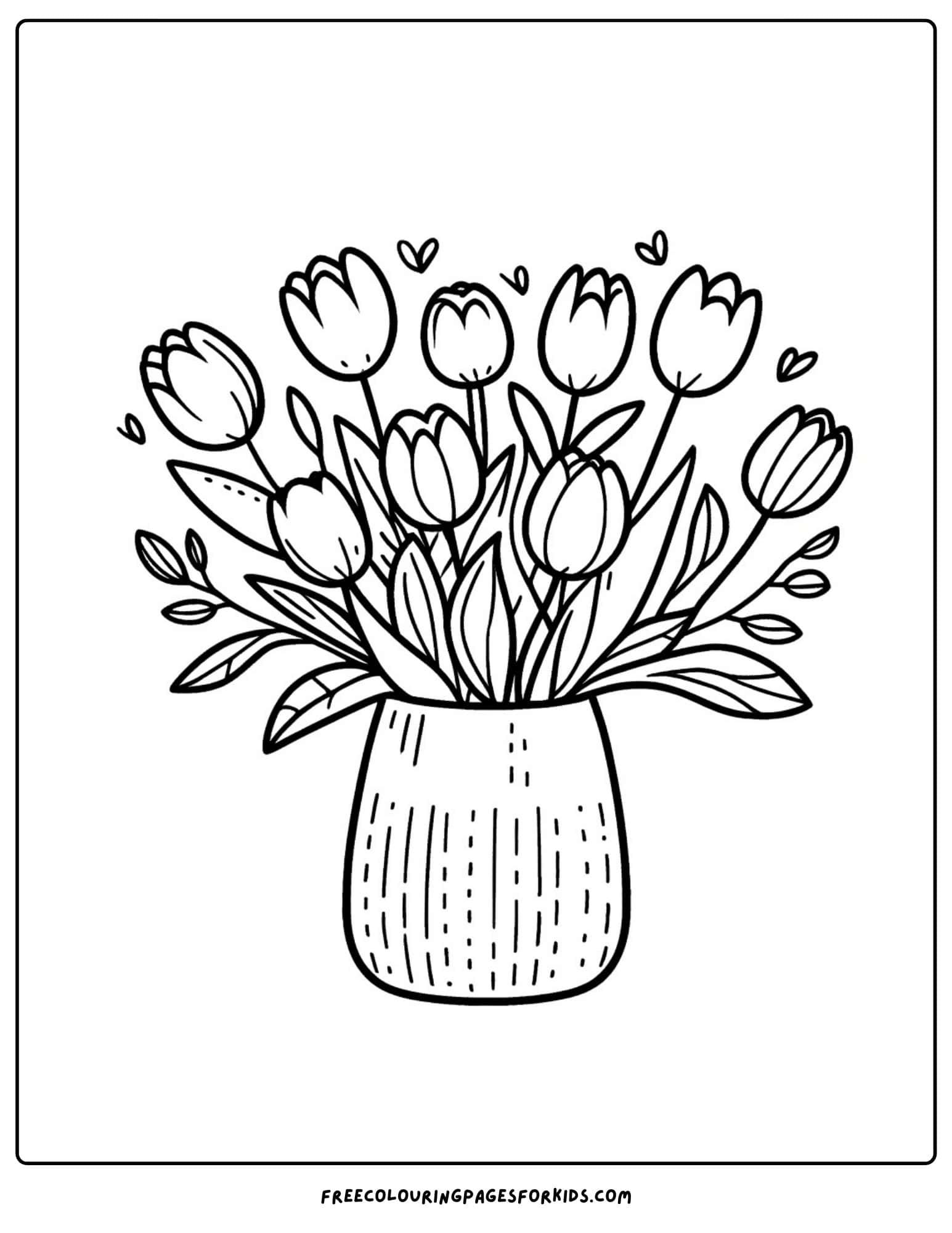 flower bunch of tulips coloring page