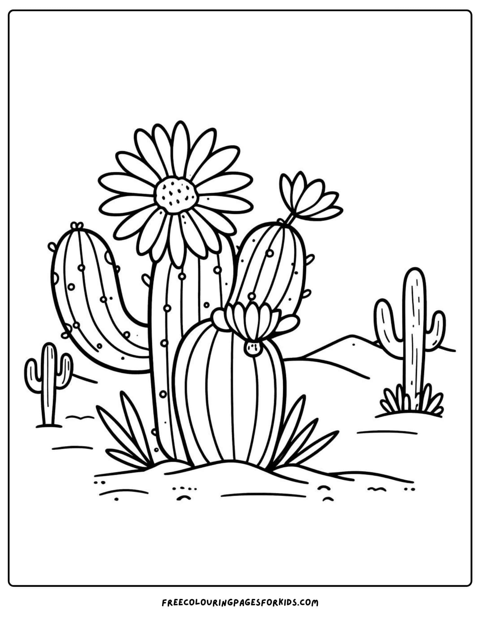 flower cactus coloring page