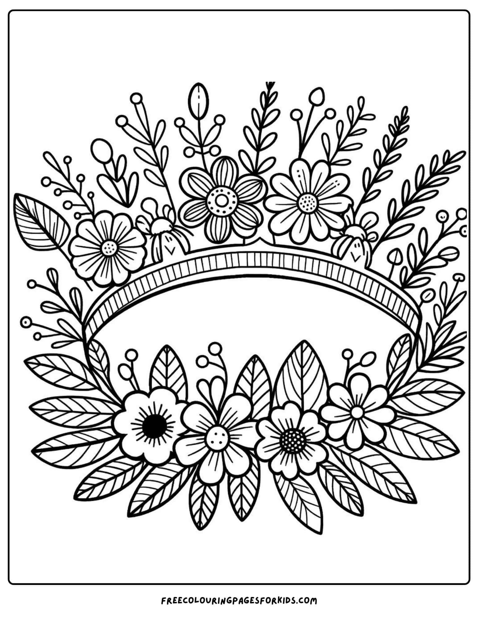 flower crown coloring page